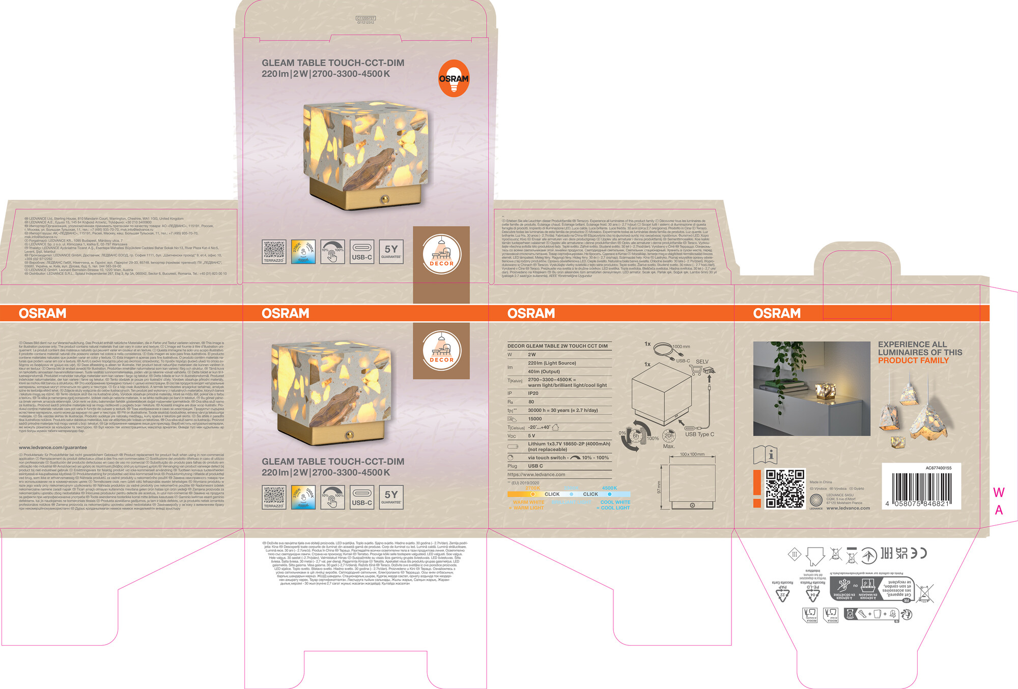 Osram DECOR Gleam Akku-Tischleuchte, weiß