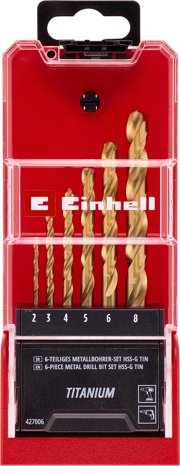 Einhell HSS-TiN Metallbohrer-Kassette, titanbeschichtet, Ø 2-8 mm Einhell HSS-TiN Metallbohrer-Kassette, titanbeschichtet, Ø 2-8 mm