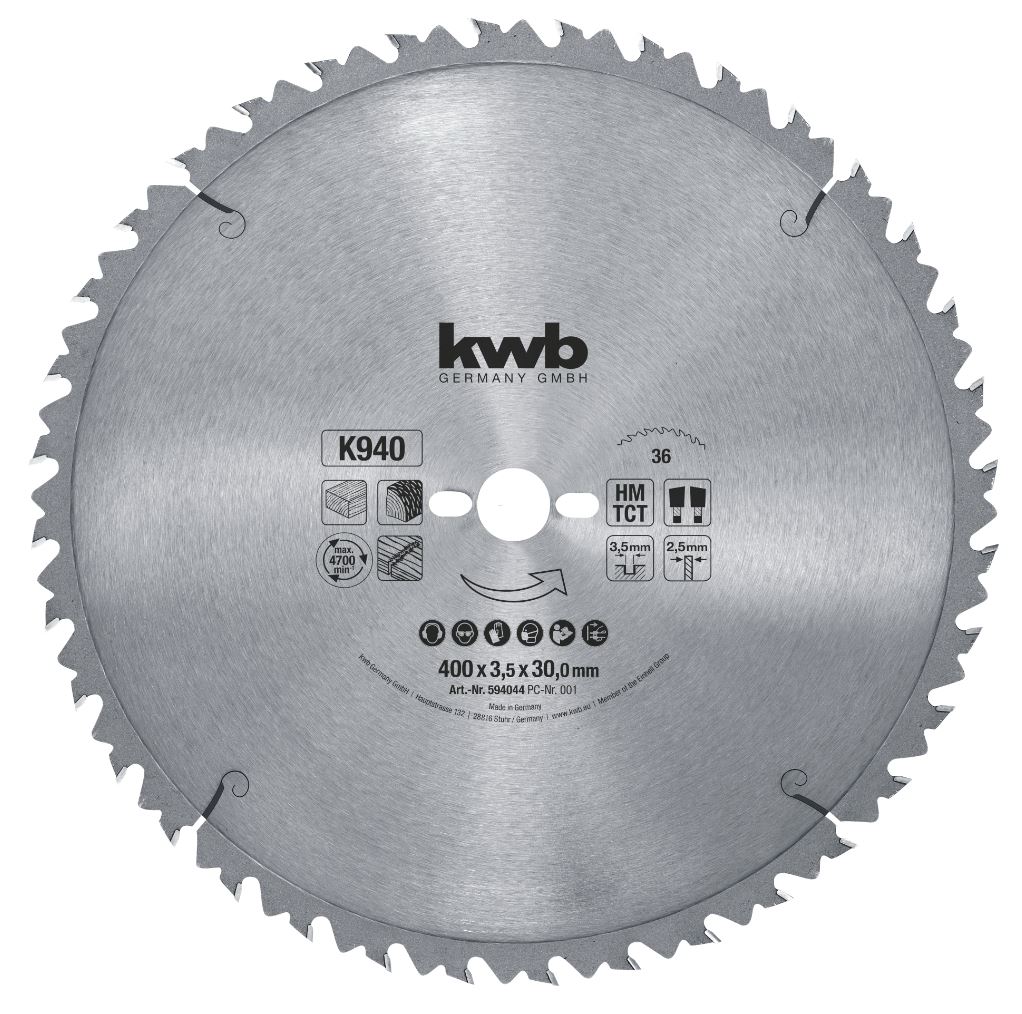 Kwb Kreissägeblatt HM, Ø 400 x 30 mm, Z36