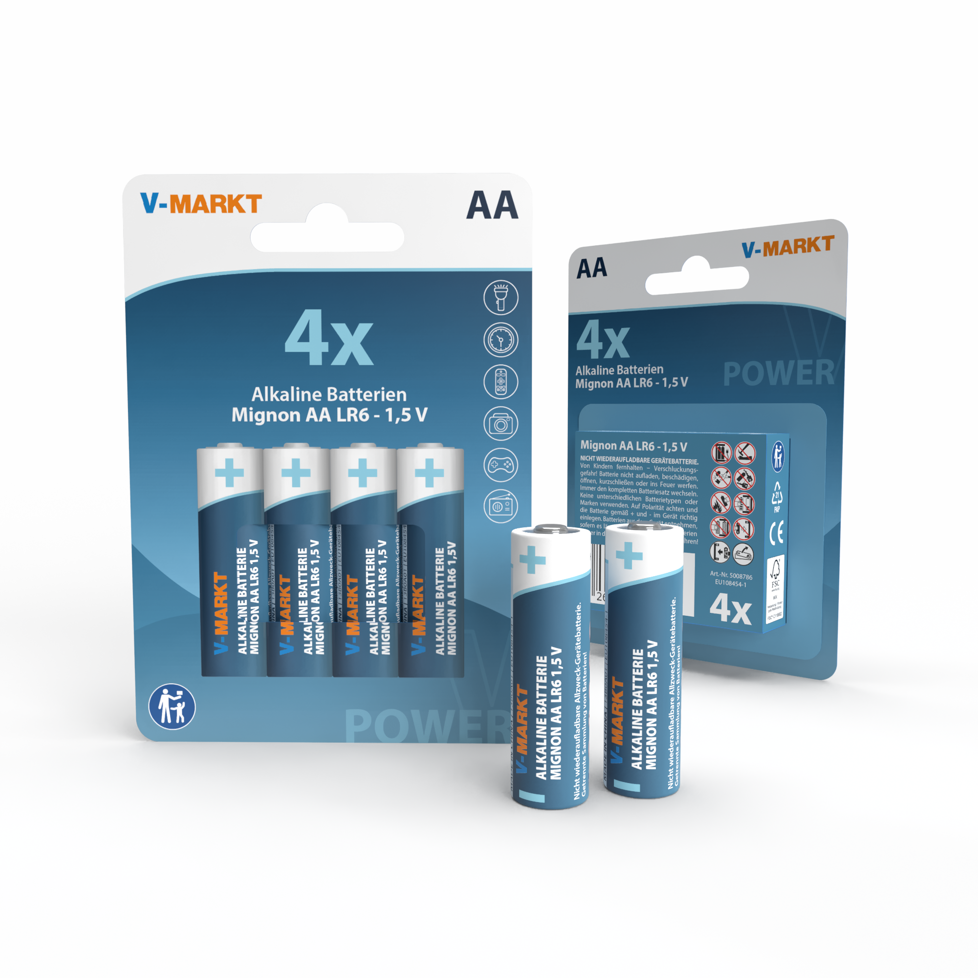 V-Markt Batterie AA LR6 Alkaline, 4 Stück V-Markt Batterie AA LR6 Alkaline, 4 Stück
