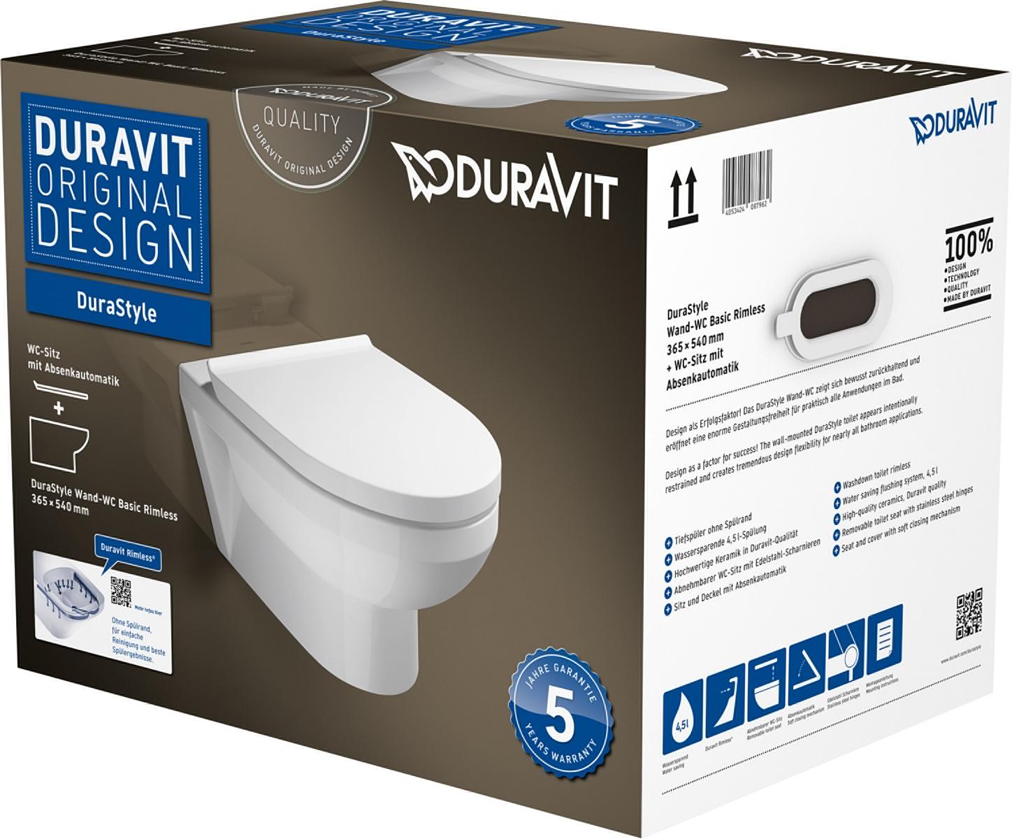 45620900A1 Duravit Durastyle Basic Rimless Komplettset