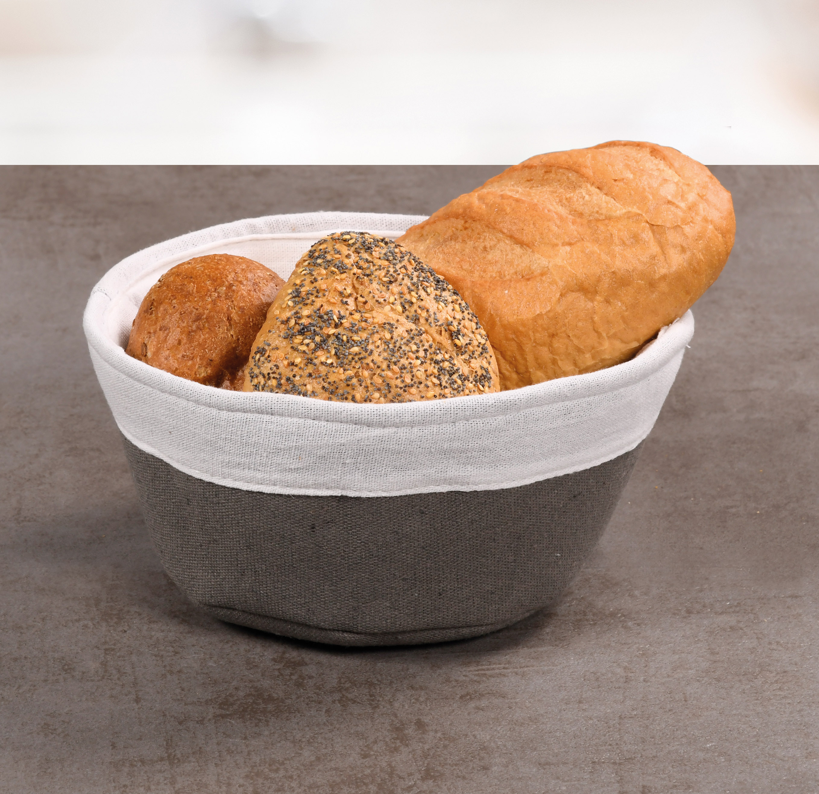 Kesper Brotkorb, Baumwolle, grau, Ø 20 cm / Höhe: 9 cm Kesper Brotkorb, Baumwolle, grau, Ø 20 cm / Höhe: 9 cm