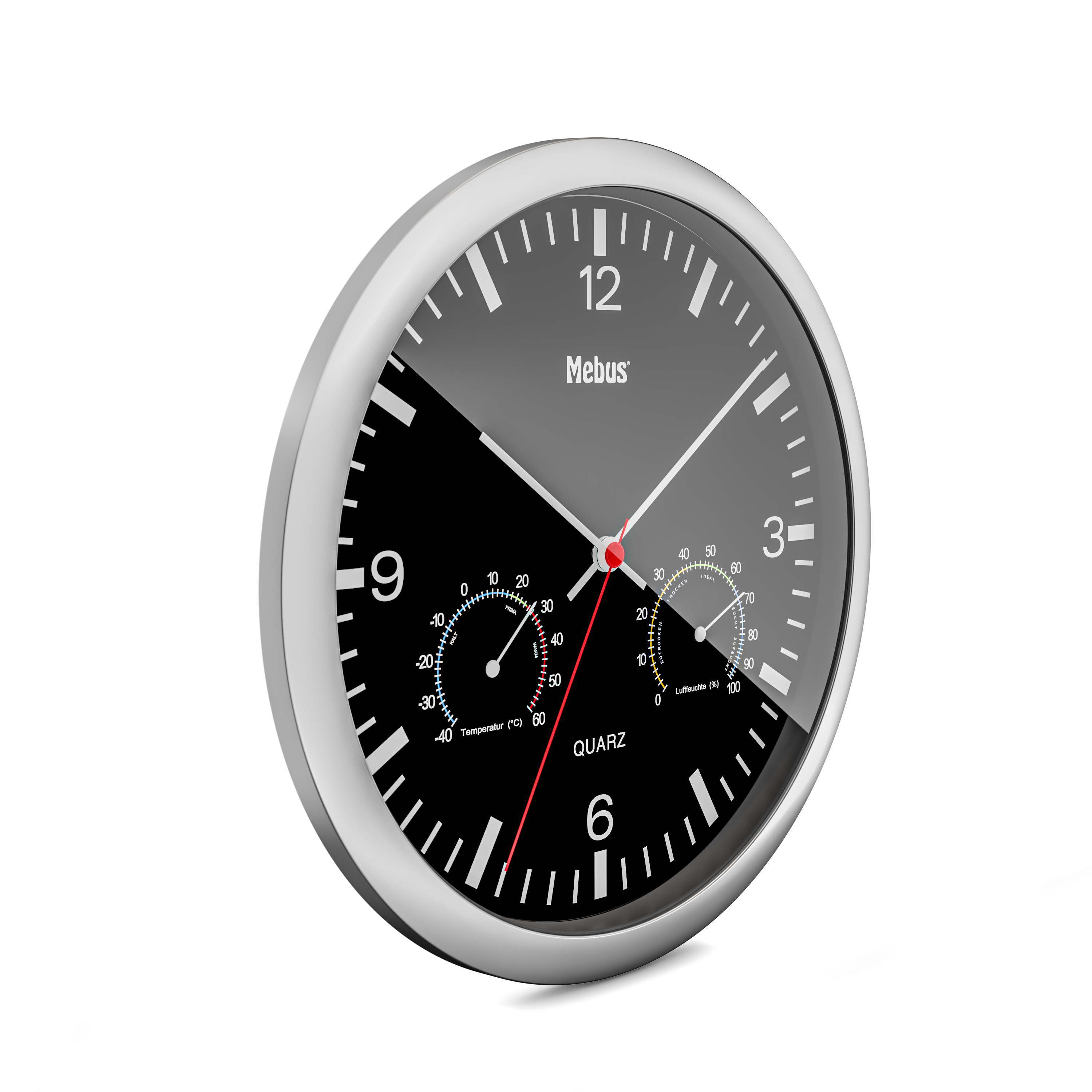 Mebus Quarzwanduhr, Ø 25 cm, schwarz Mebus Quarzwanduhr, Ø 25 cm, schwarz