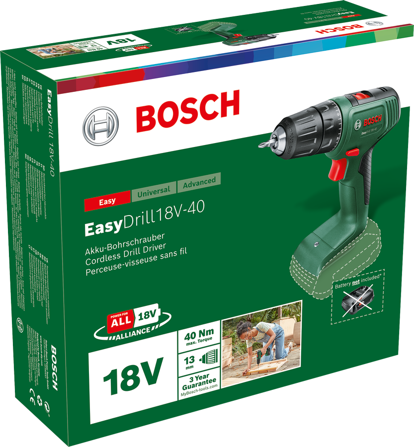 Bosch Akku-Bohrschrauber EasyDrill 18V-40, Solo Bosch Akku-Bohrschrauber EasyDrill 18V-40, Solo