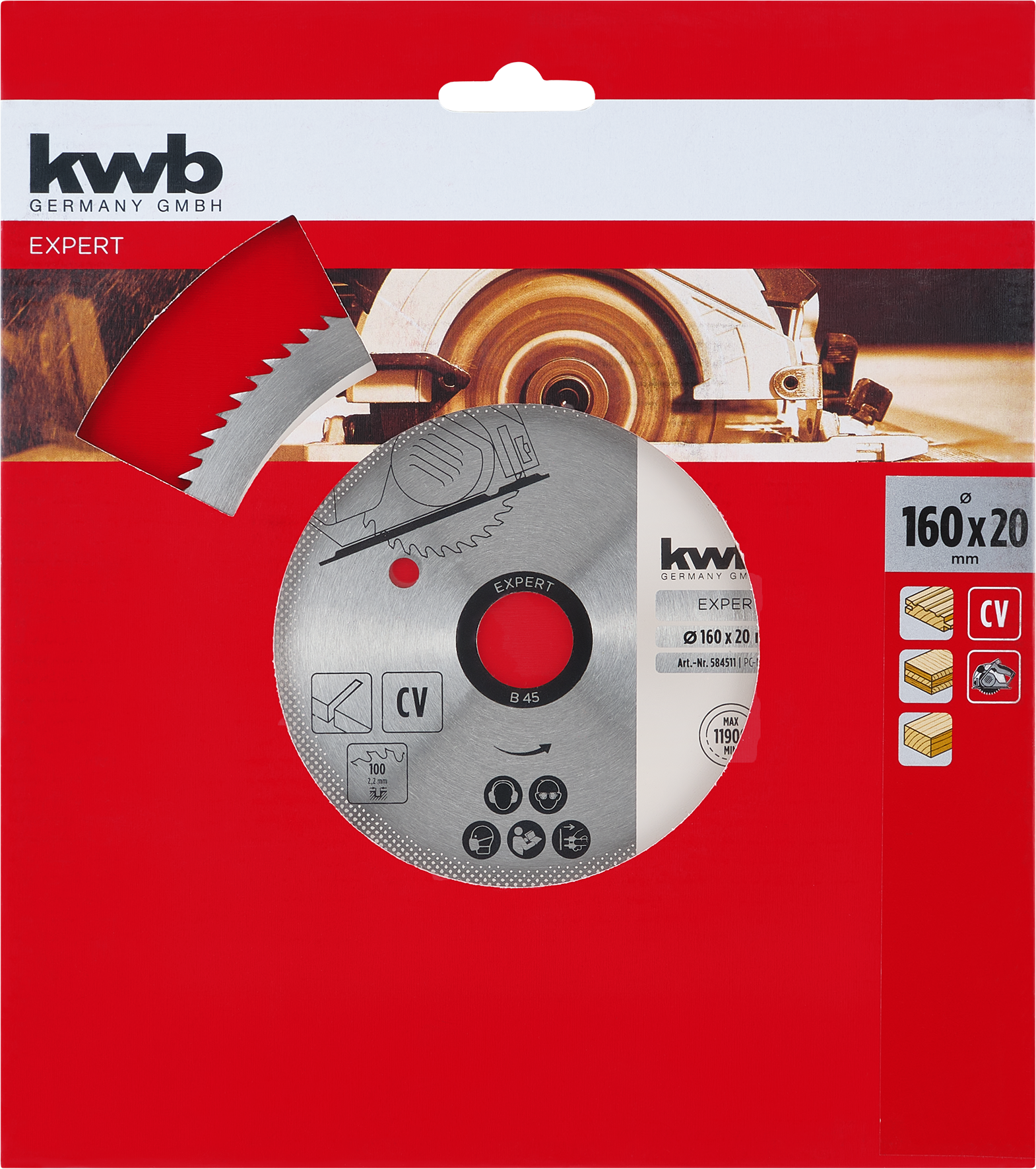 Kwb Kreissägeblatt CV, Ø 160 x 20 mm, Z100 Kwb Kreissägeblatt CV, Ø 160 x 20 mm, Z100
