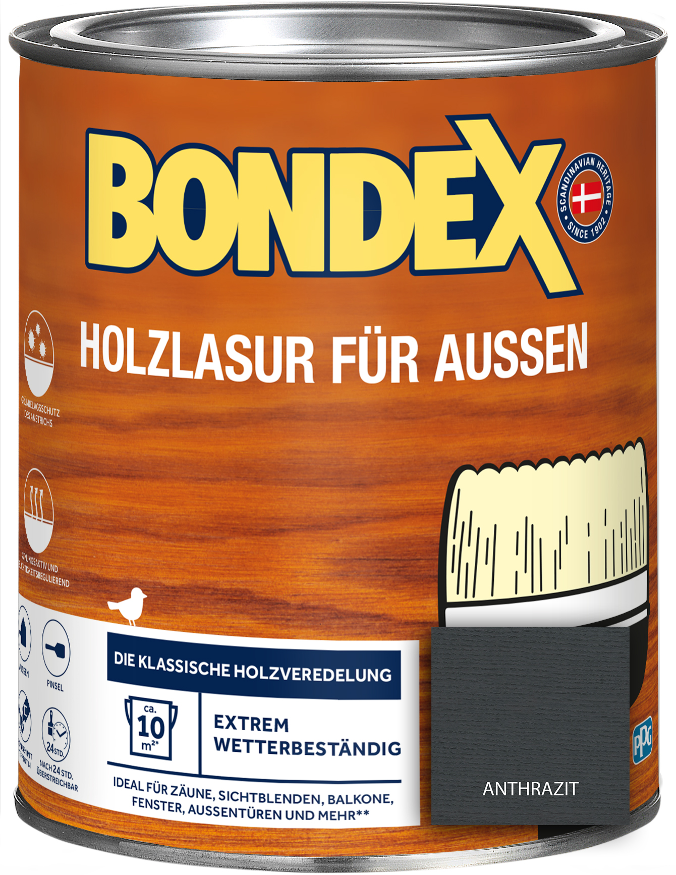 Bondex Holzlasur für außen, anthrazit, 0,75 l Bondex Holzlasur für außen, anthrazit, 0,75 l