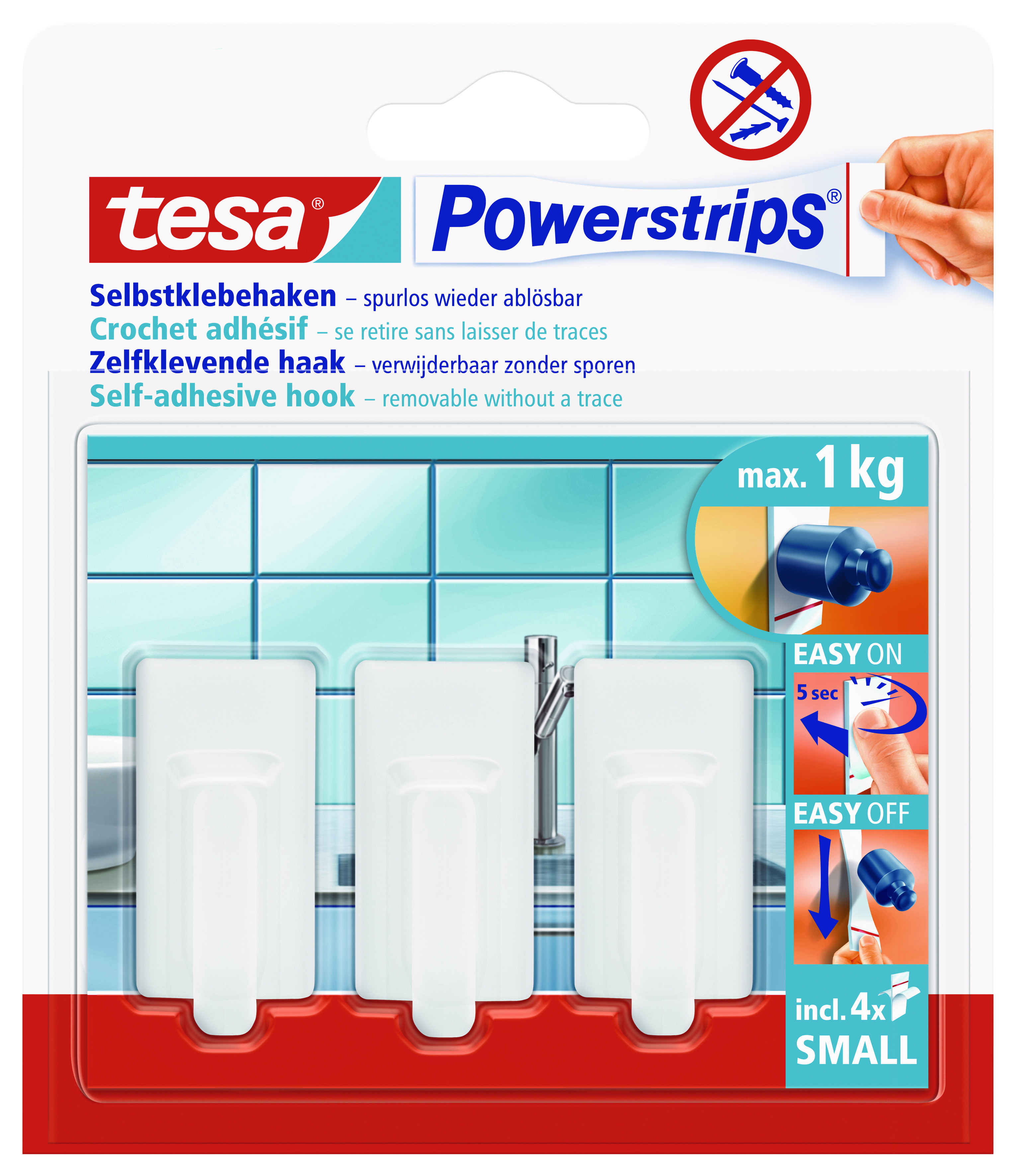 622427-Tesa-Power-Haken-S-classic tesa Powerstrips Selbstklebehaken Small Classic, weiß