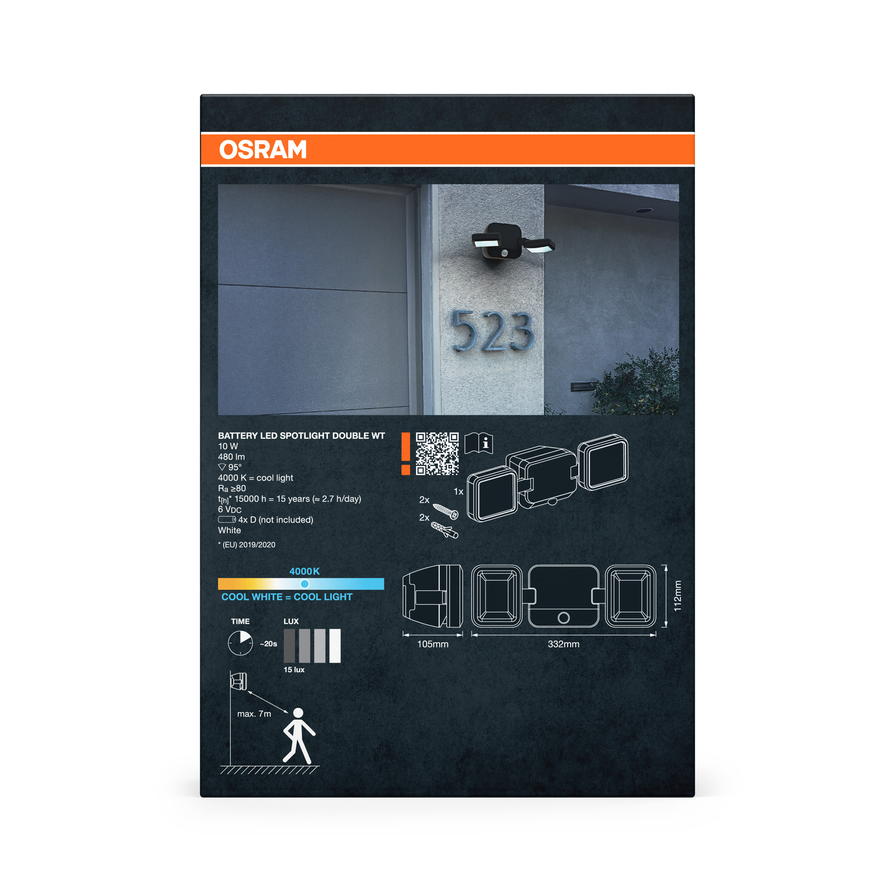 Osram LED Außenleuchte Battery Double, 10W, neutralweiß