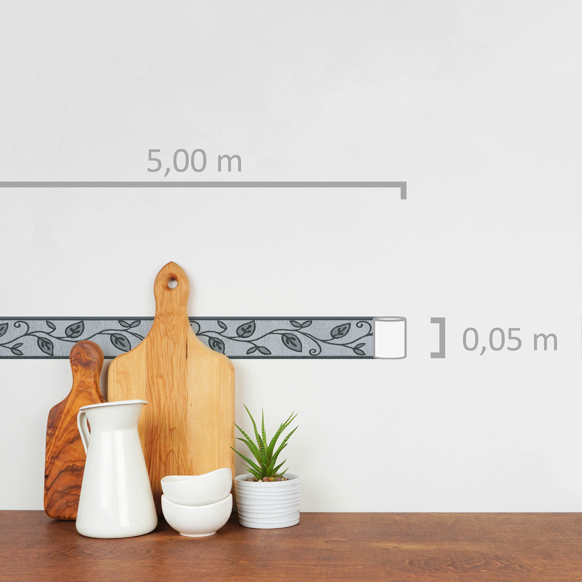 A.S. Création selbstklebende Bordüre mit blätterranken grau schwarz – pflanzenmotiv modern A.S. Création selbstklebende Bordüre mit blätterranken grau schwarz – pflanzenmotiv modern