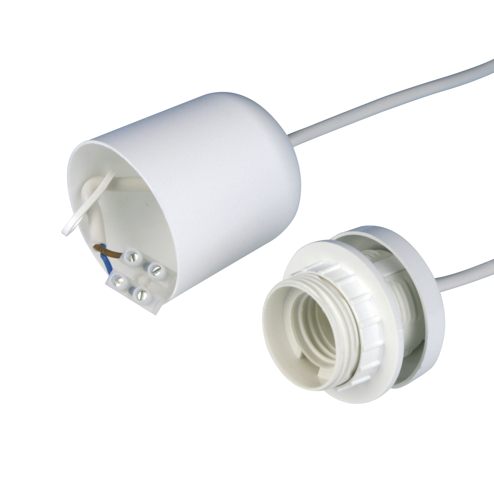 REV Leuchtenpendel  mit Kabel, Fassung E 27 und Leuchten-Baldachin, Gesamtlänge 70 cm, weiß