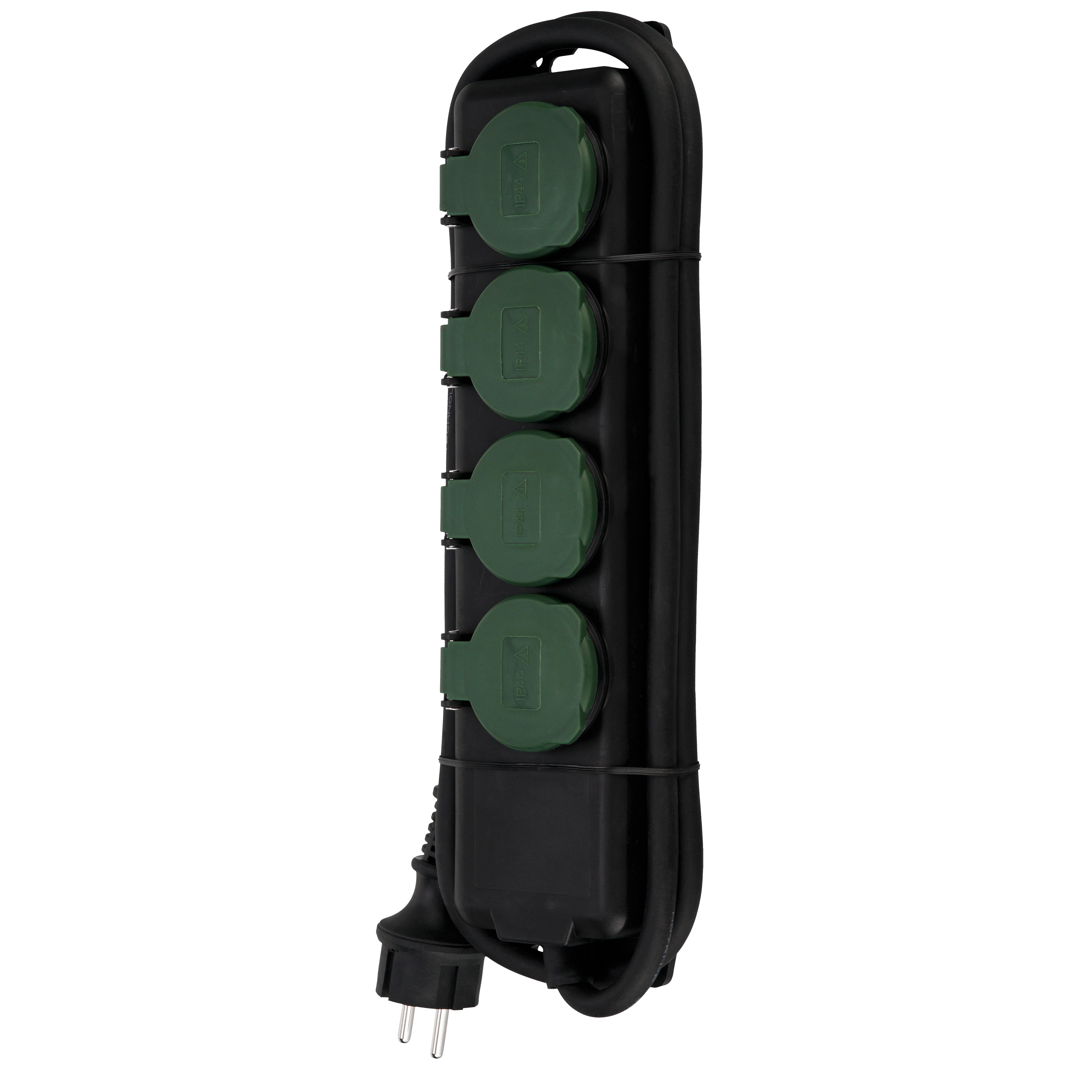 REV Steckdosenleiste 4-fach Schalter, Deckel, 1,4 m, IP44 EB, schwarz-grün
