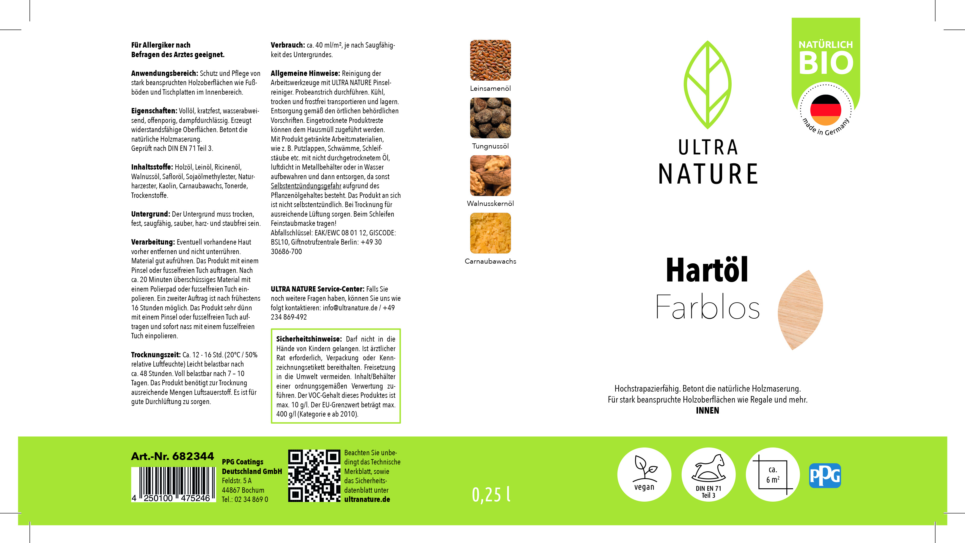 Ultra Nature Hartöl Farblos, 0,25 l Ultra Nature Hartöl Farblos, 0,25 l