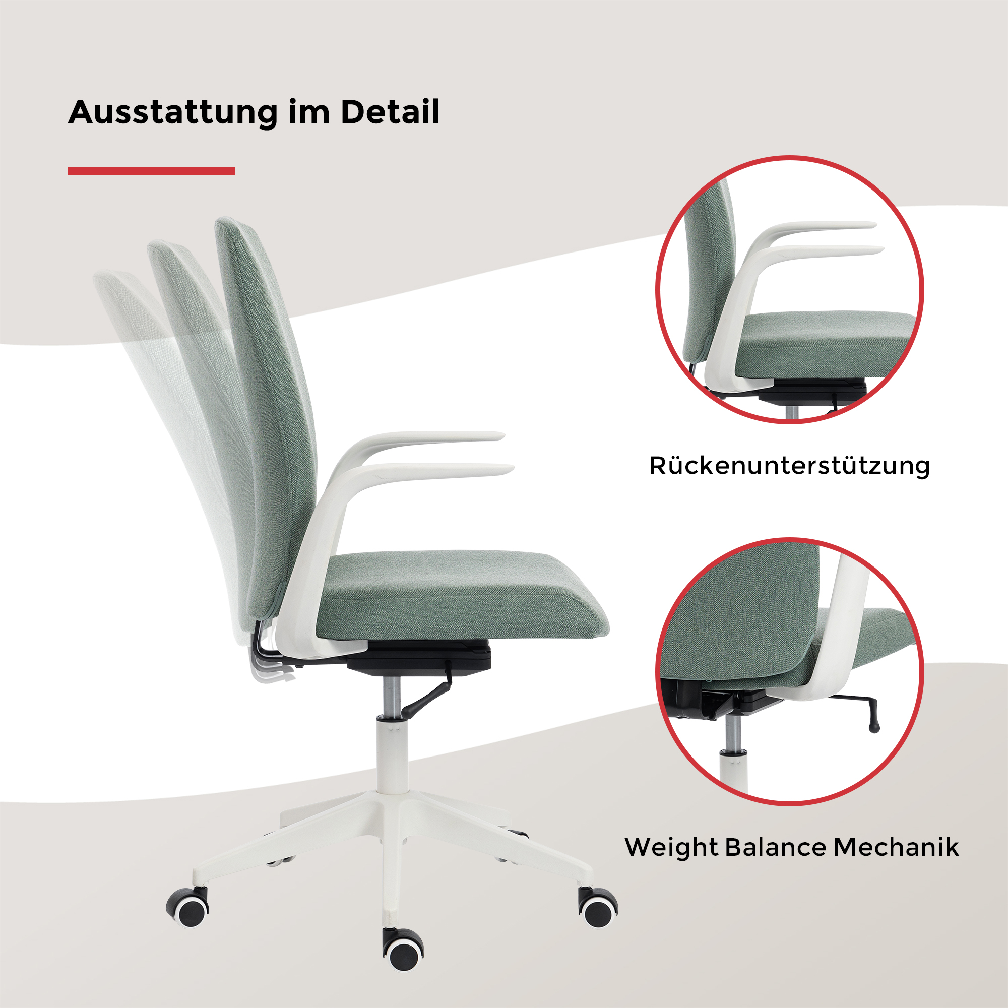 Duo Collection Drehstuhl Floris, grün/weiß