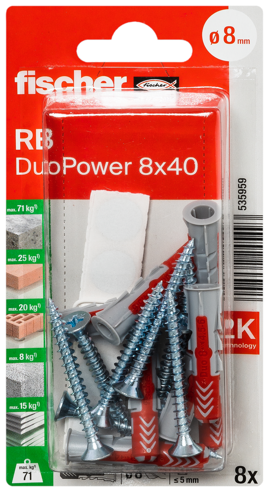 fischer DuoPower Universaldübel 8 x 40 RB K (8) fischer DuoPower Universaldübel 8 x 40 RB K (8)