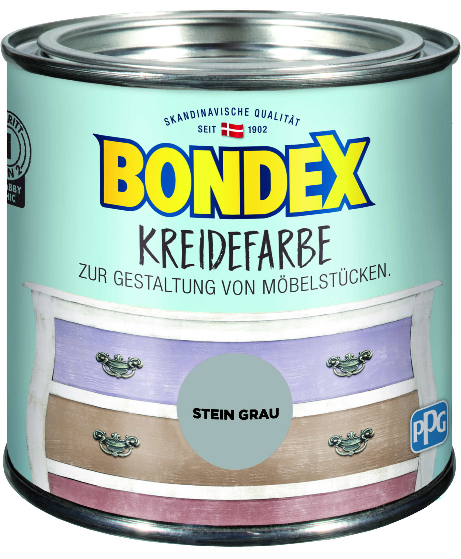 5010426802565W9SrR07WolW7s Bondex Kreidefarbe Stein Grau, 0,5L
