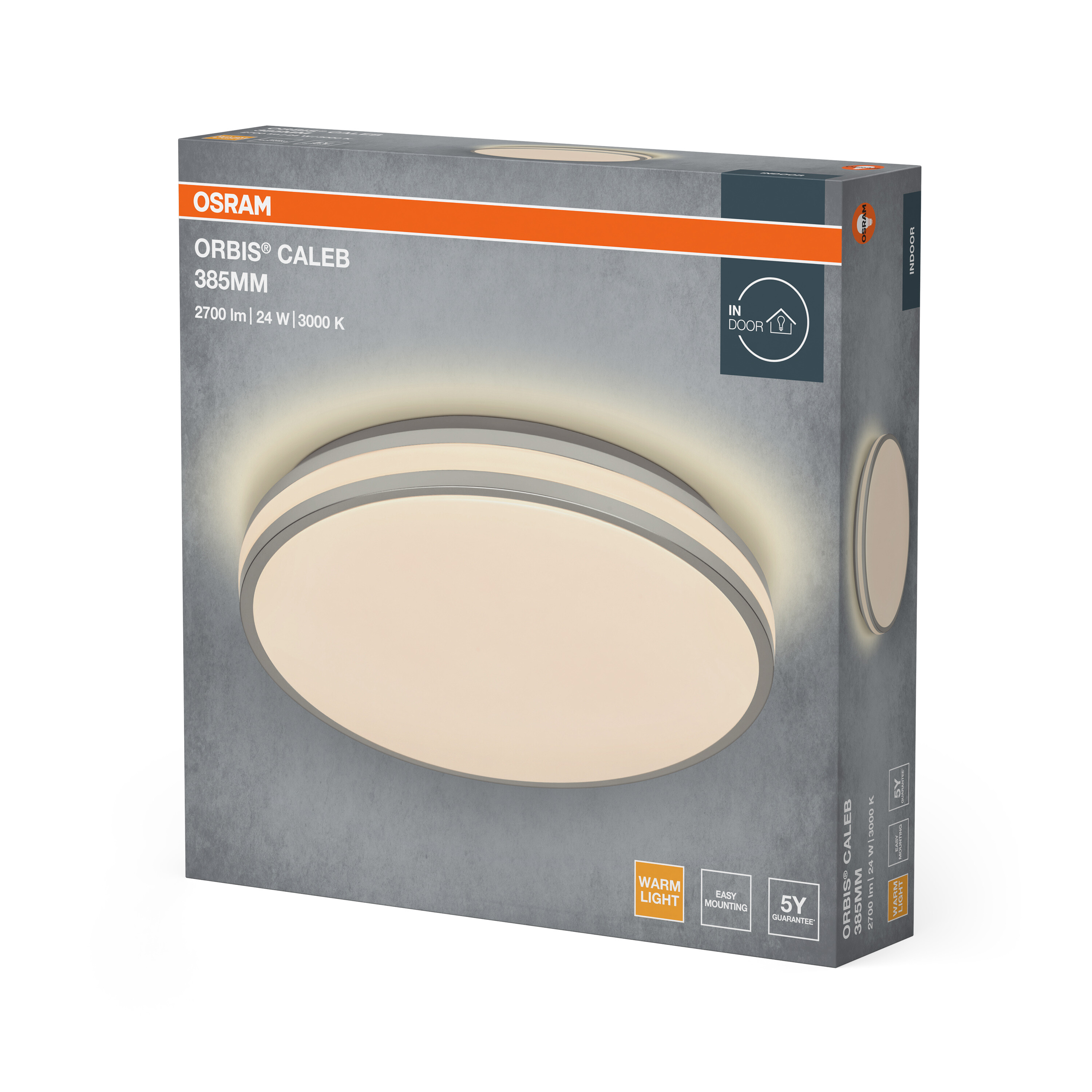 Osram Led Deckenleuchte "Orbis Caleb", 385 mm, 24W, 830, silber