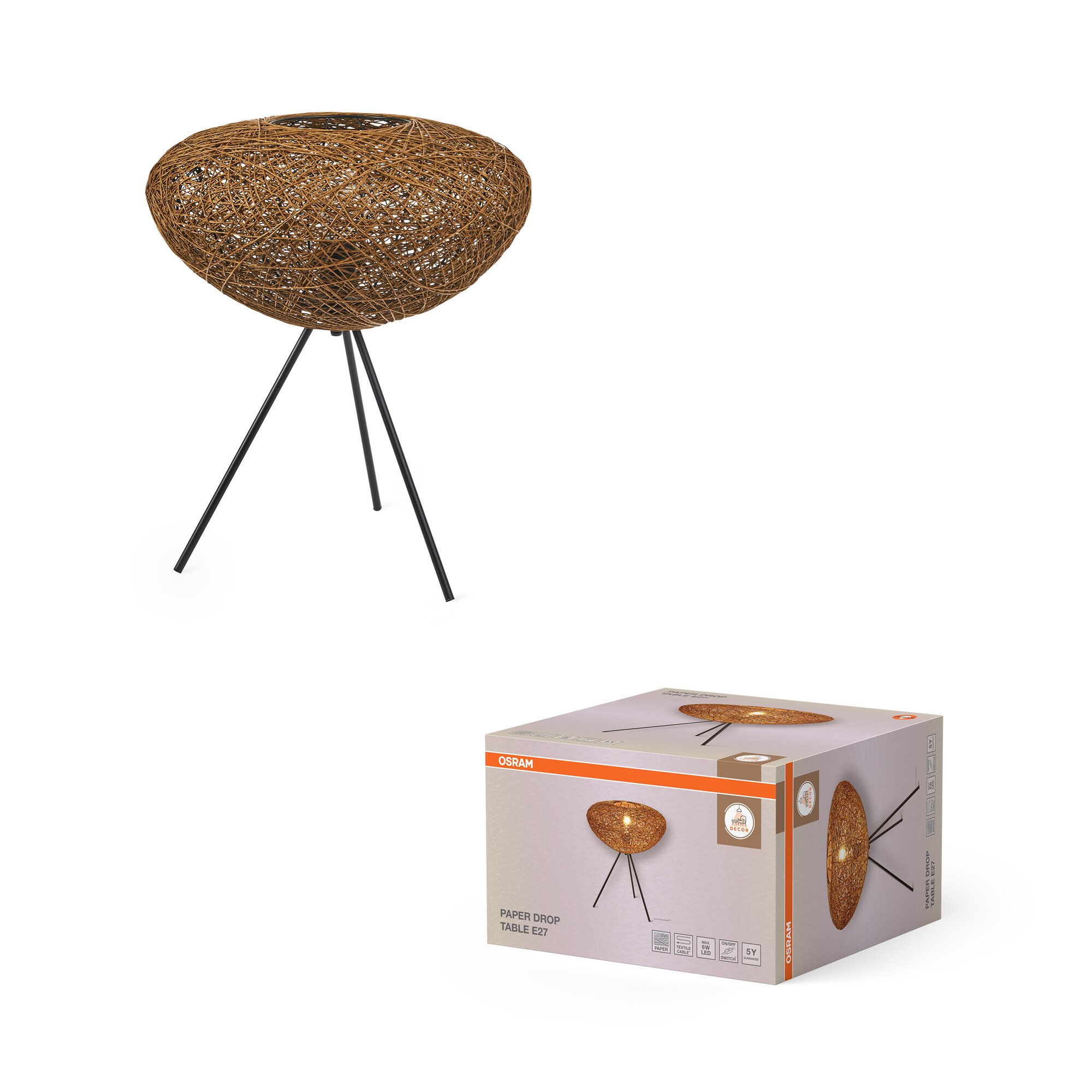 Osram Decor Tischleuchte, 1XE27, schwarz