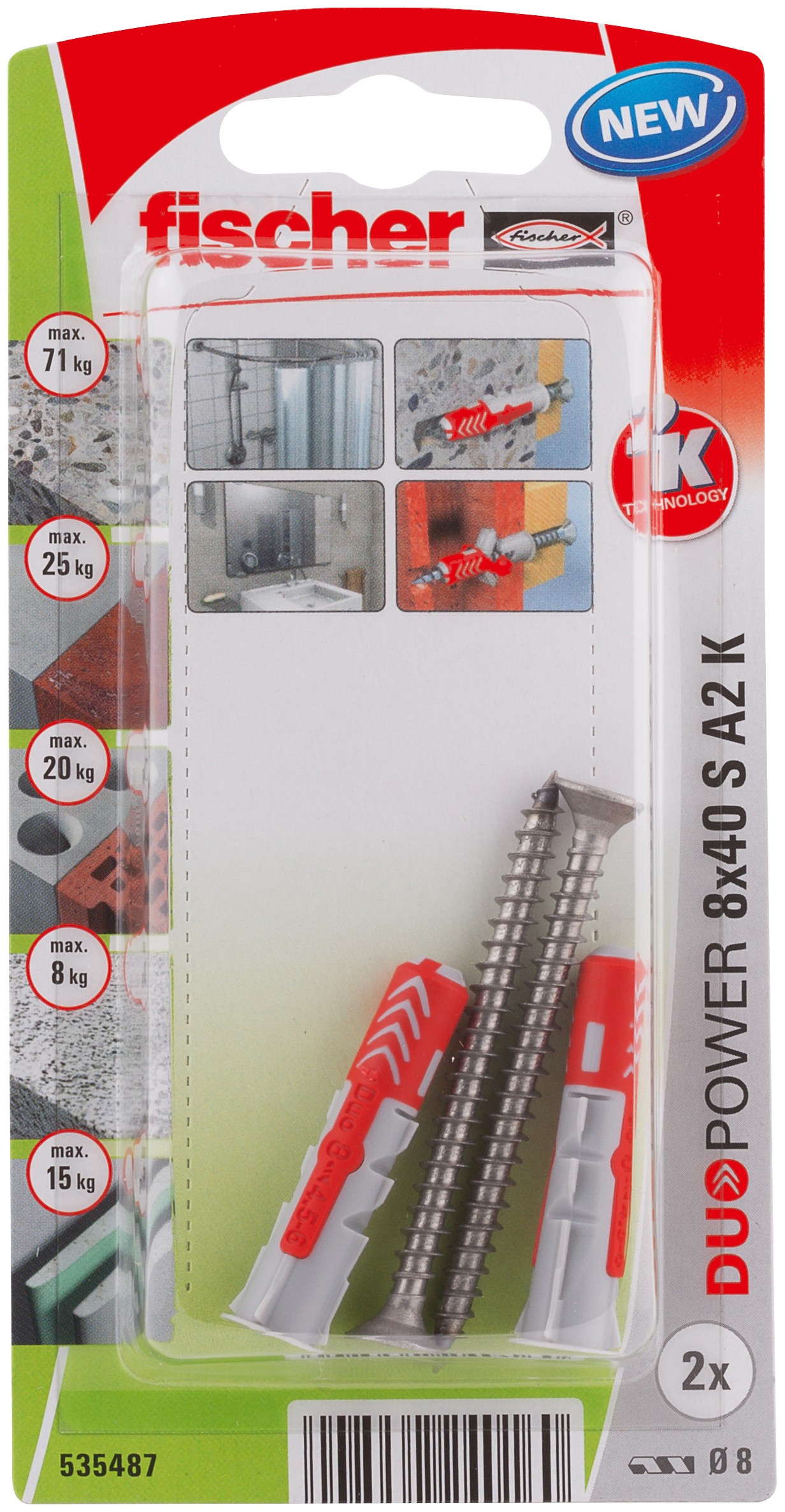 fischer DuoPower Universaldübel 8 x 40 S A2 K (2) fischer DuoPower Universaldübel 8 x 40 S A2 K (2)