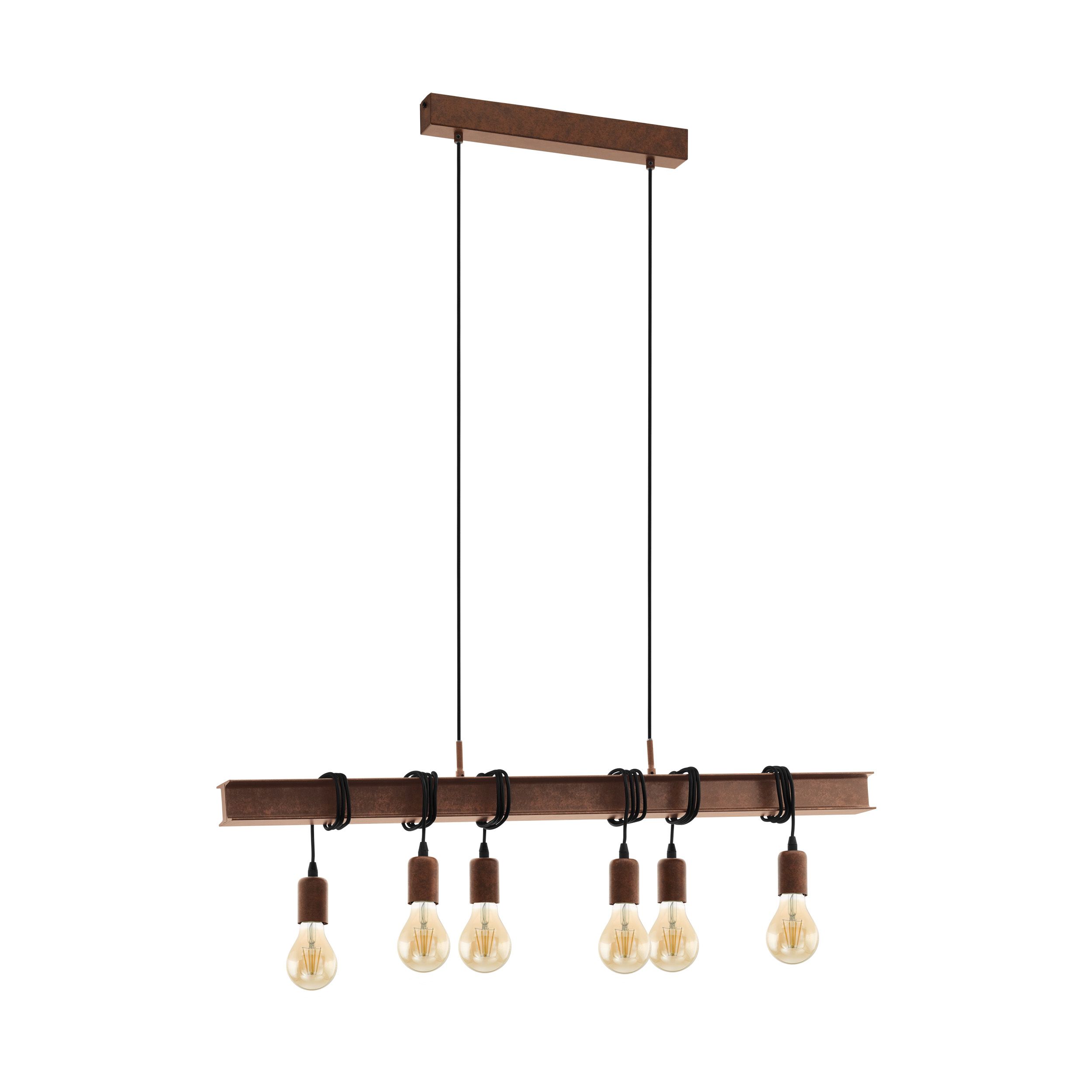 49859_100_00_V11 Eglo Pendelleuchte Townshend, 6xE27, stahl/braun
