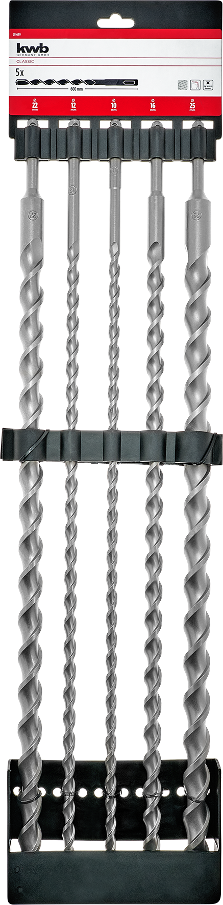 kwb HB2 SDS Plus Hammerbohrer-Set, 5-tlg., 600 mm kwb HB2 SDS Plus Hammerbohrer-Set, 5-tlg., 600 mm