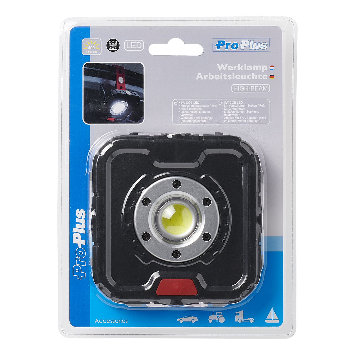 ProPlus Arbeitsleuchte mit High-beam, 5W COB-LED / 400lm