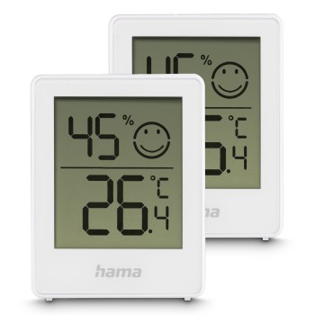 Hama Thermometer und Hygrometer "Baros", digital, für innen, 2-er Set, Weiß