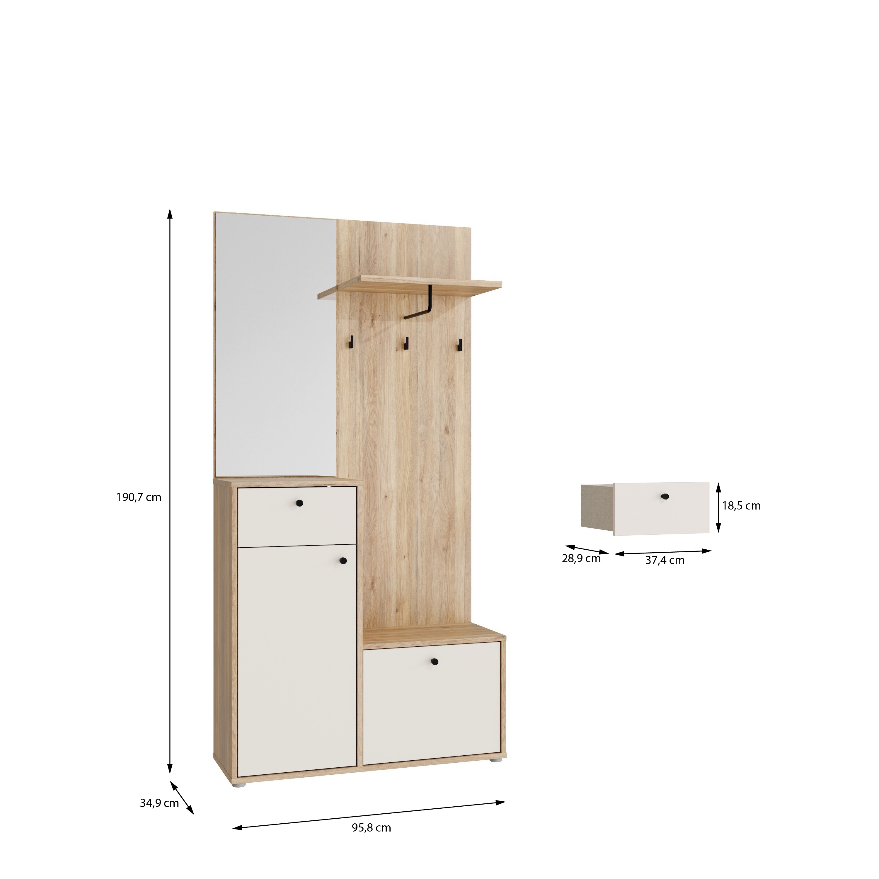 Forte Garderobe Ken Mauvella, oak/sand