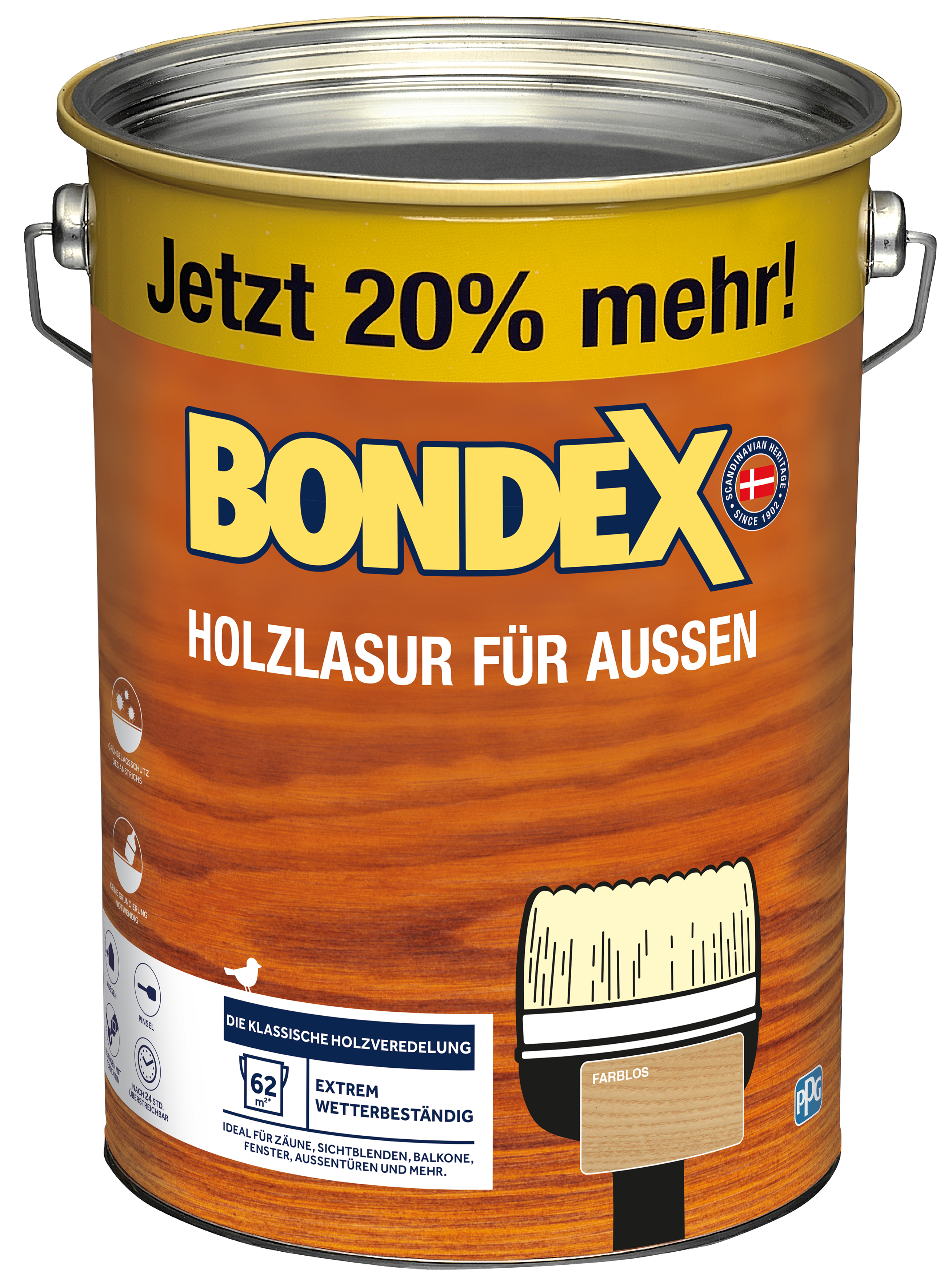 Bondex Holzlasur für außen, farblos, 4,8 l Bondex Holzlasur für außen, farblos, 4,8 l