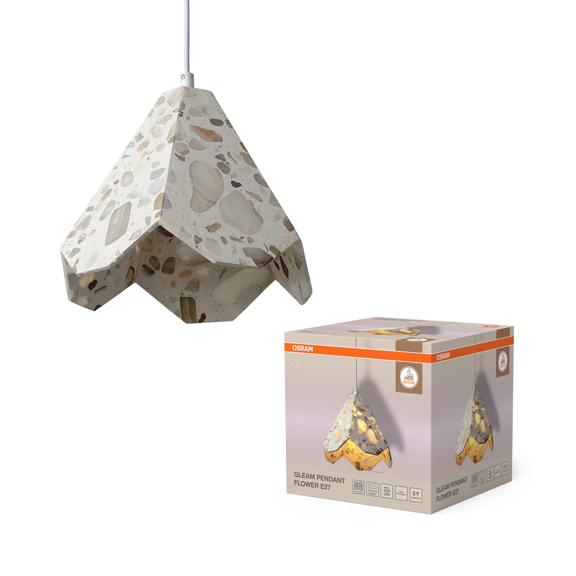 Osram DECOR Gleam Pendelleuchte Flower, E27, weiß