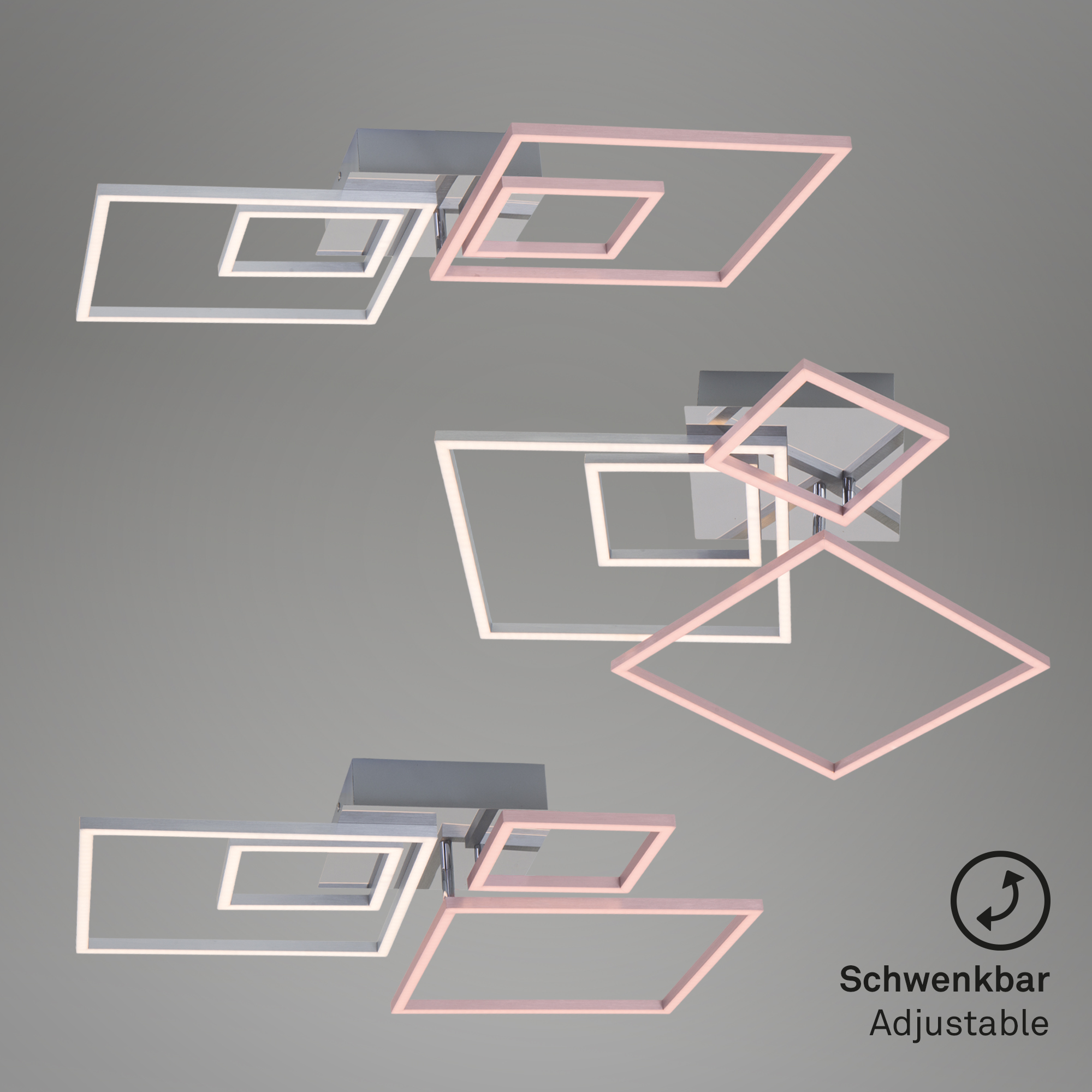 170891-3 BRILONER DECKENLEUCHTE 43,8W FRAMES 4 QUADRATE DREHBAR CHROM-ALU