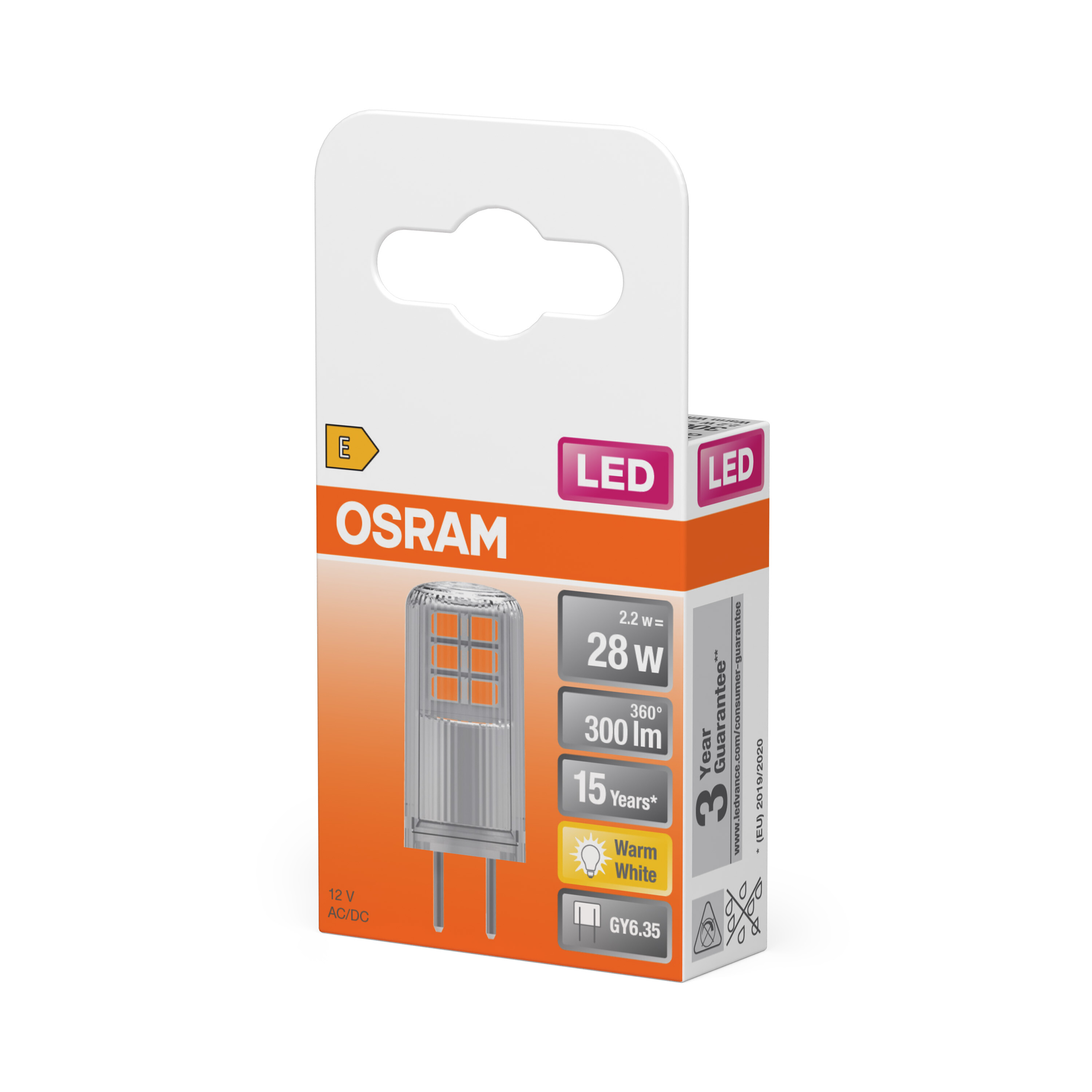Osram LED Stiftsockellampe, warmweiß, klar, GY6.35