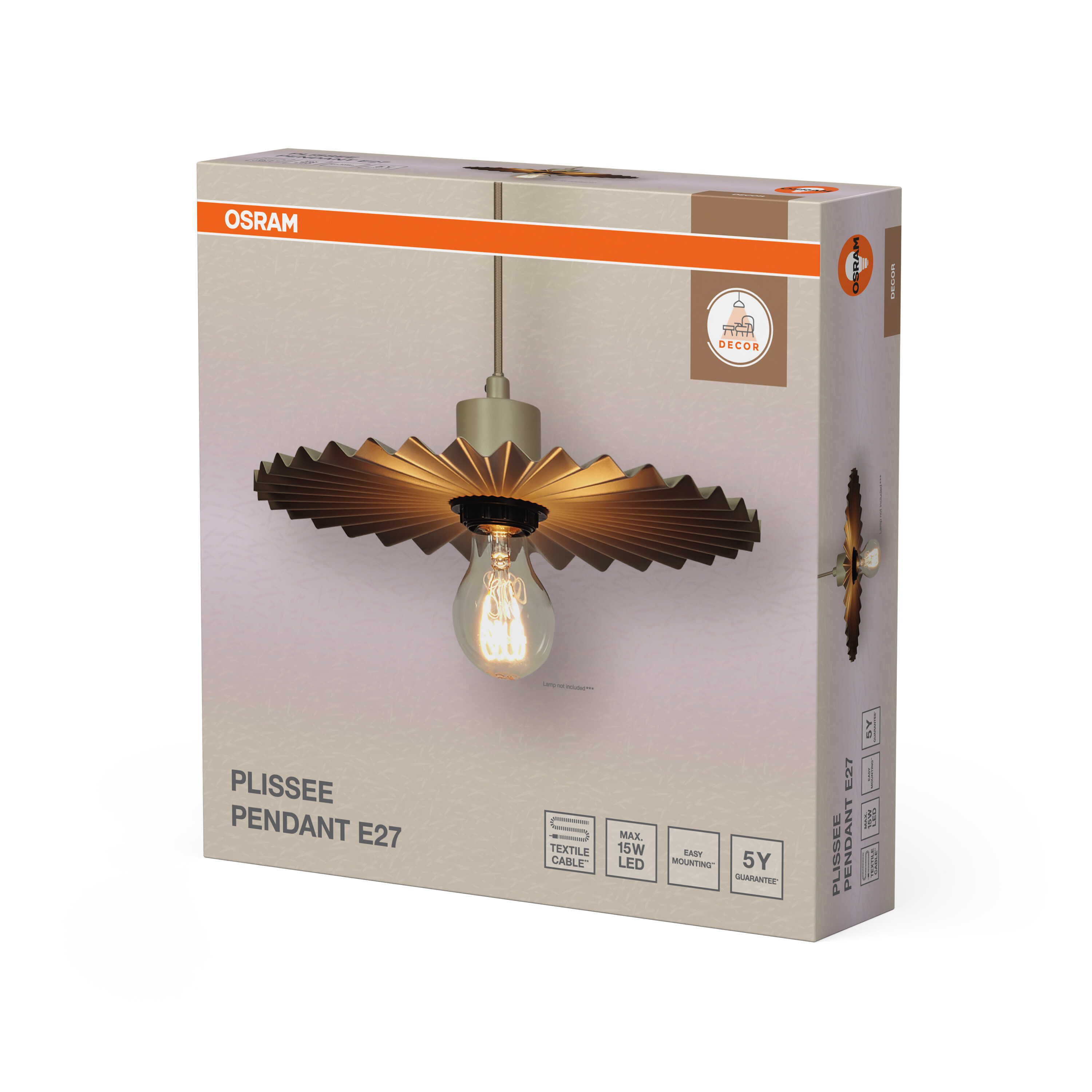 Osram Decor Plissee Pendelleuchte E27, schwarz