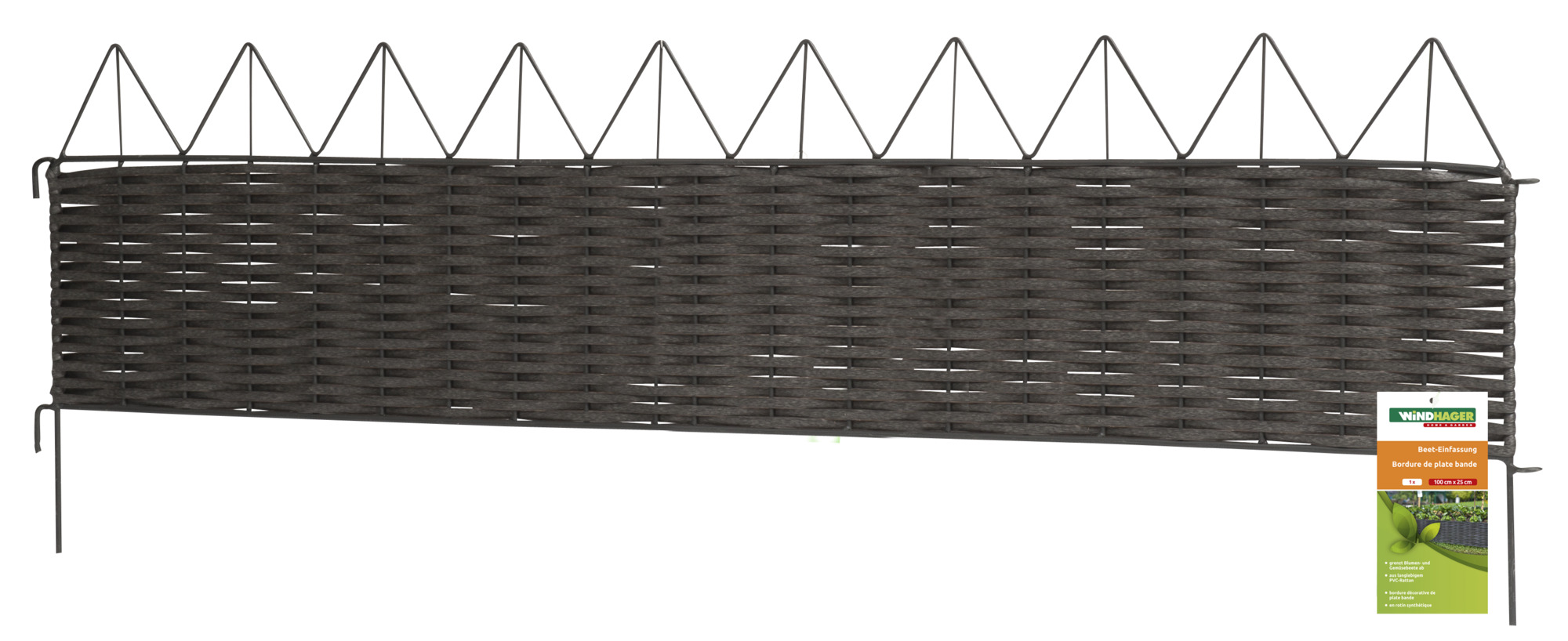 Windhager Beeteinfassung PVC Rattan, 100 x 25/35 cm
