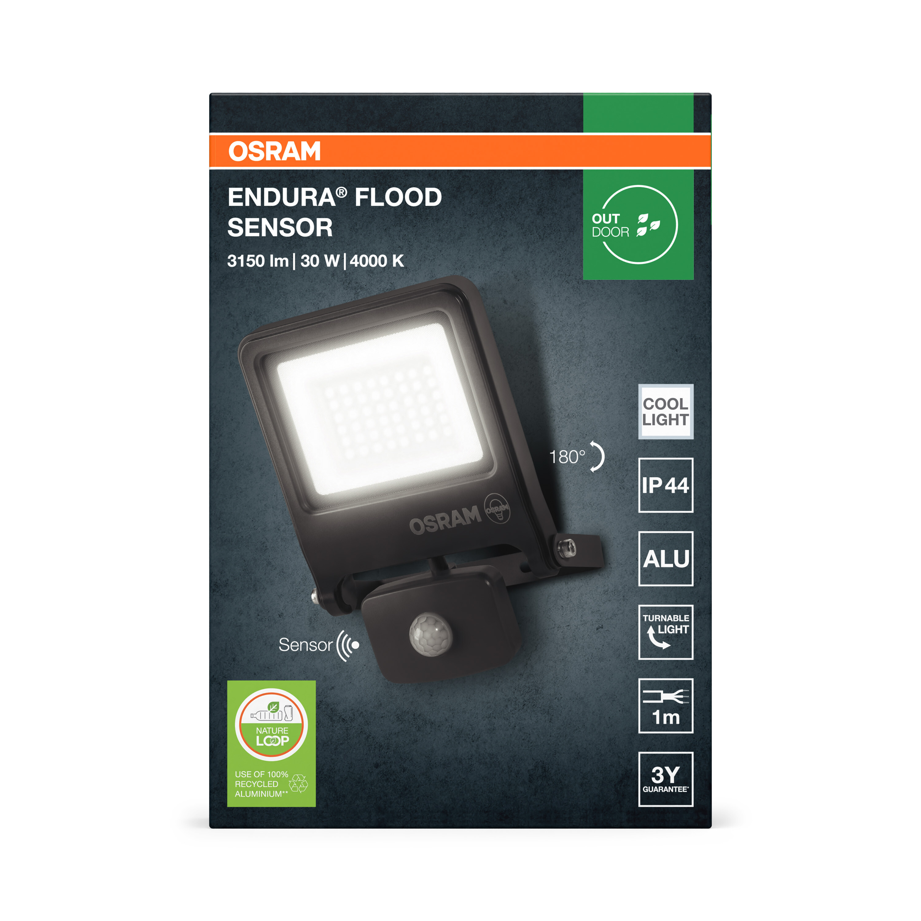 Osram LED Strahler mit Sensor, 30W, Kaltweiß