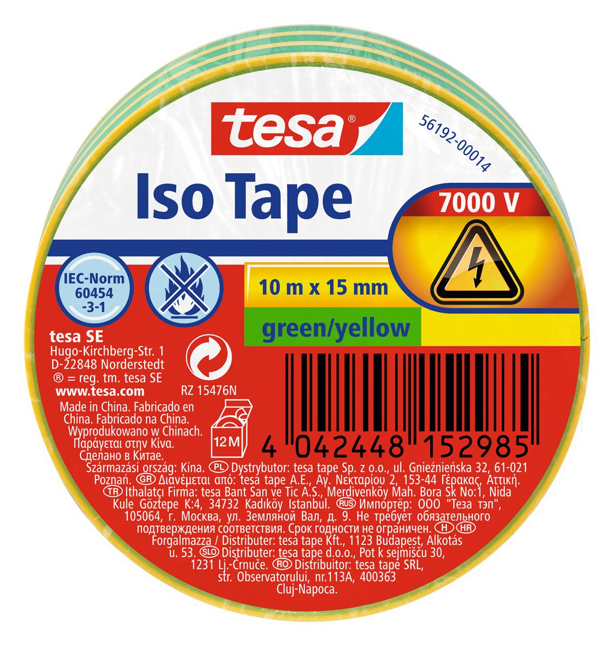 tesa_561920001422_LI444_front_pa tesa Isolierband, grün/gelb, 10 m