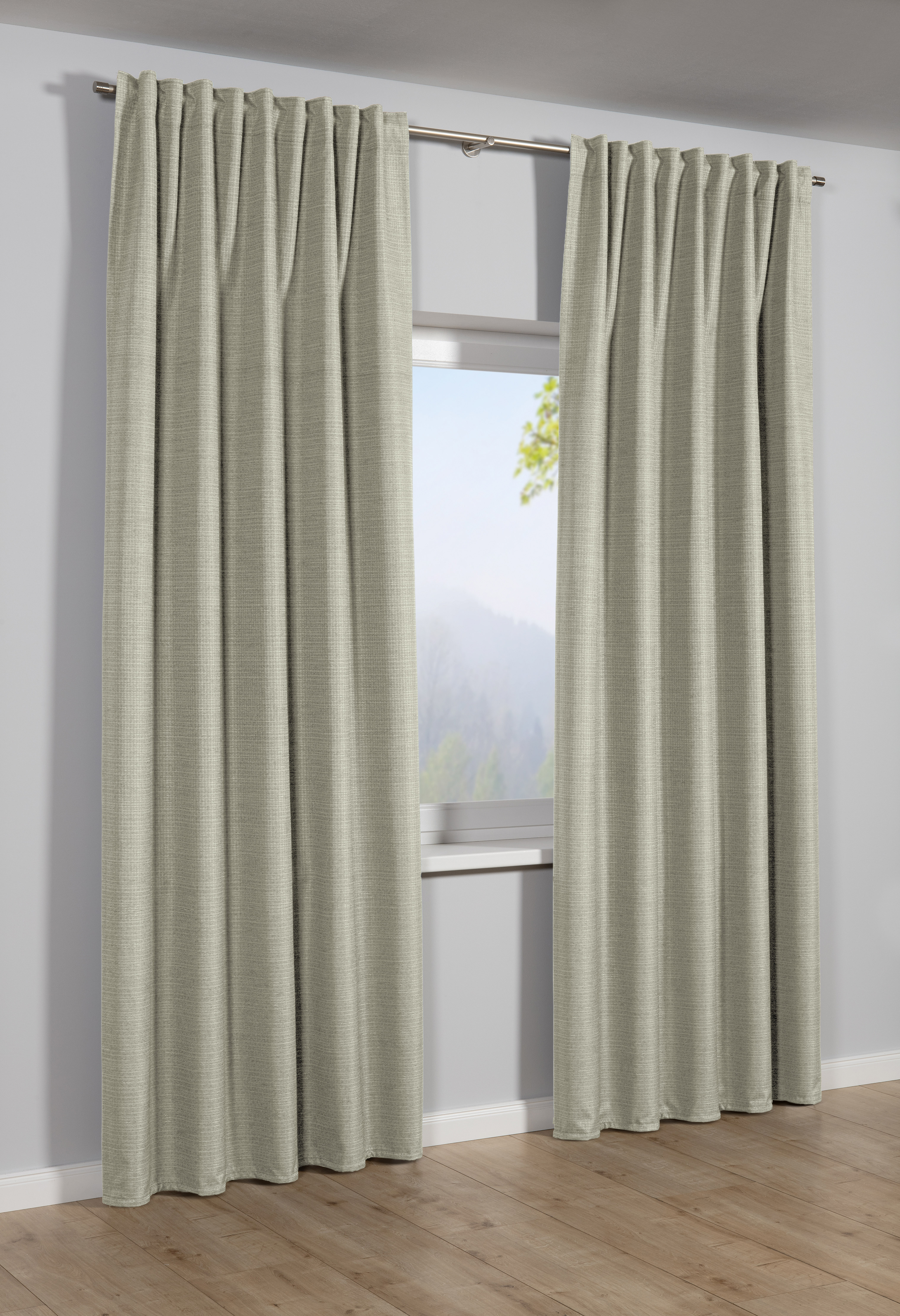 Sehlbach Schal mit Gardinenband grün, 140 x 245 cm Sehlbach Schal mit Gardinenband grün, 140 x 245 cm