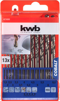 421600-300 Kwb Cobalt-Bohrer 1.5 - 6.5 mm, 13-teilig