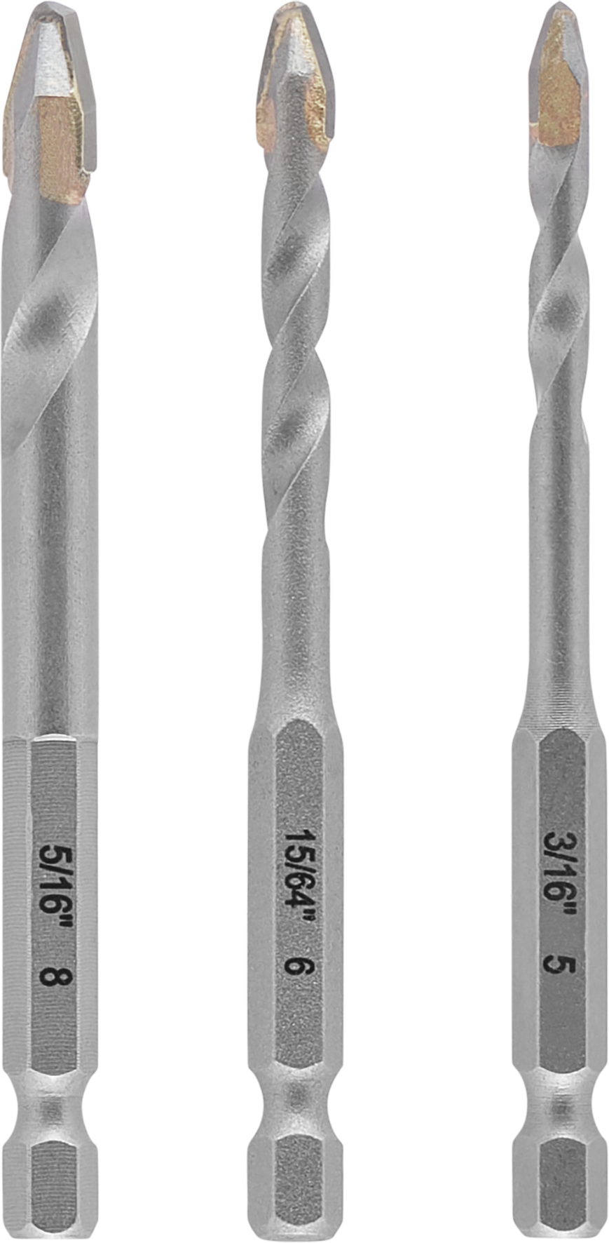 kwb Feinsteinzeugbohrer-Set mit 1/4" E 6.3 Schaft, Ø 5 / 6 / 8 mm