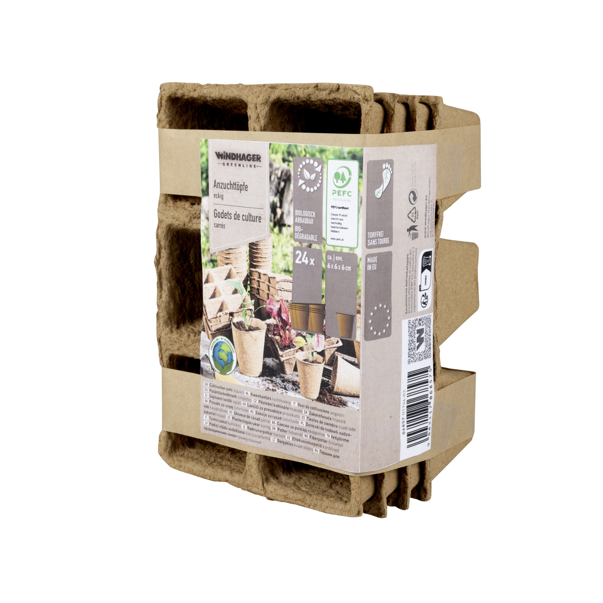 Windhager Anzuchttopf, 6 cm, eckig, 24 Stk/Pkg
