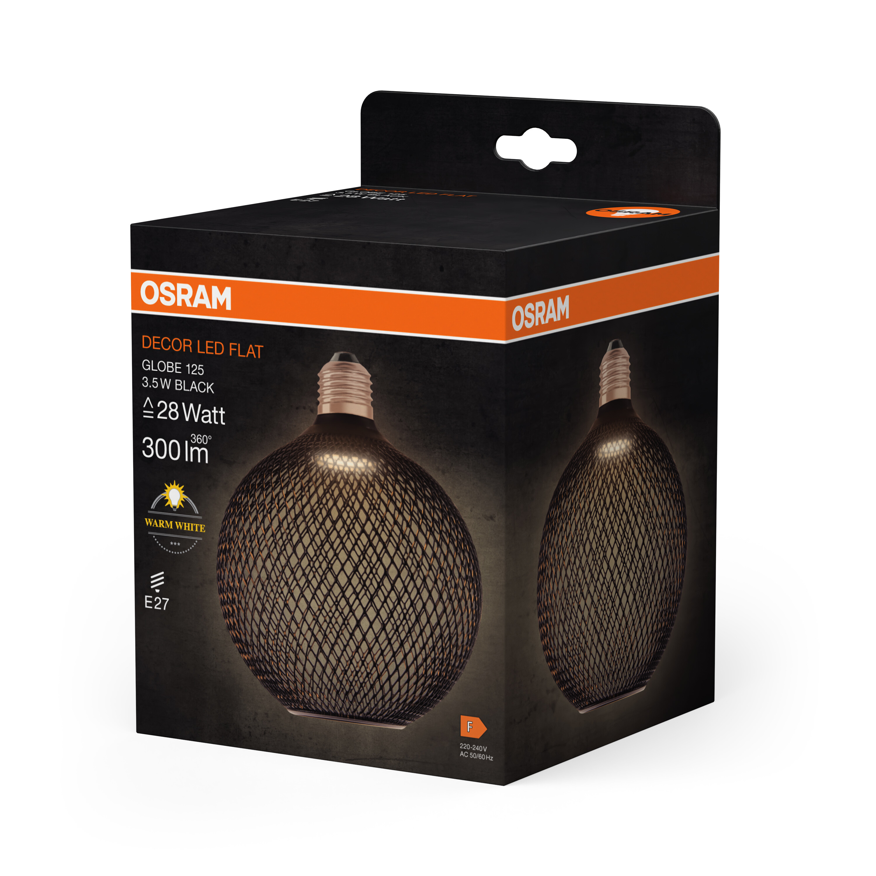 Osram LED Flatlampe 125 mm, schwarz, warmweiß, E27