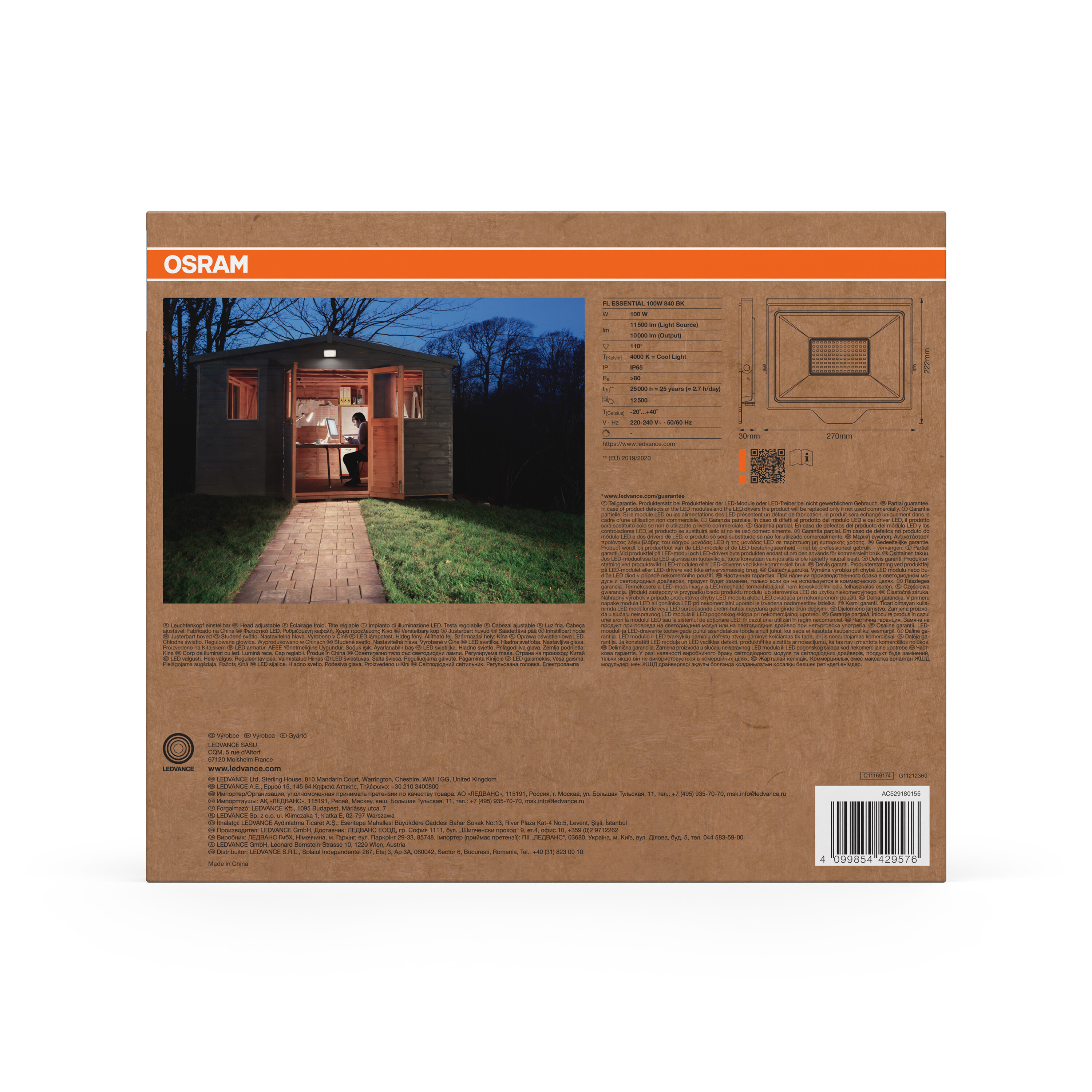 Osram Flutlicht Essential, 100W, schwarz