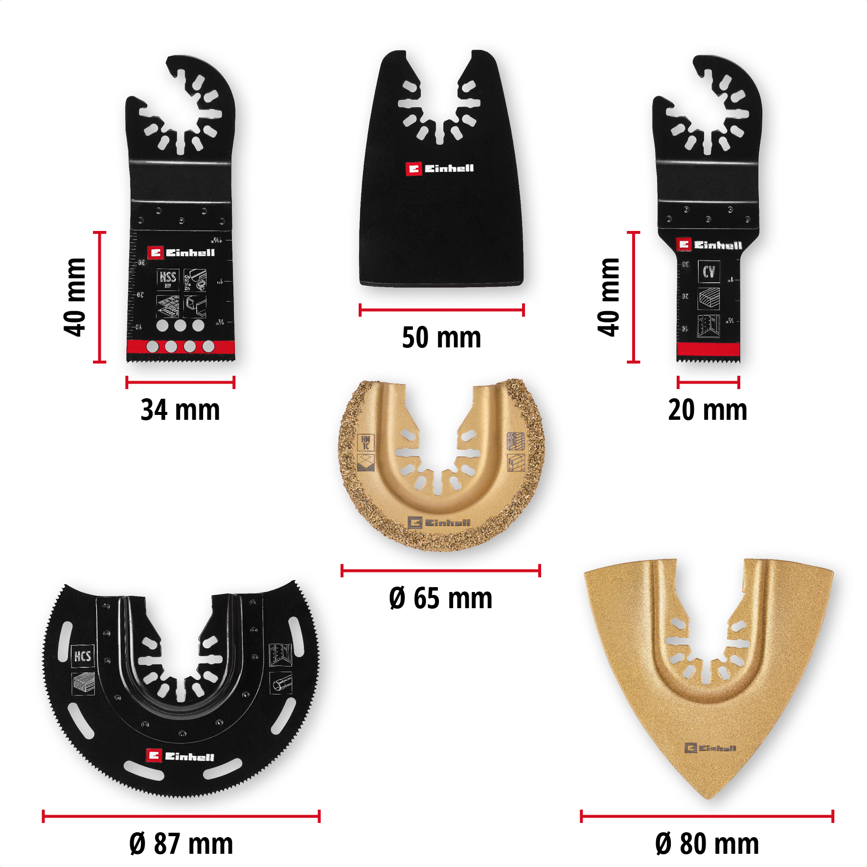 Einhell Multitool-Set mit Universalaufnahme, 6-tlg. 