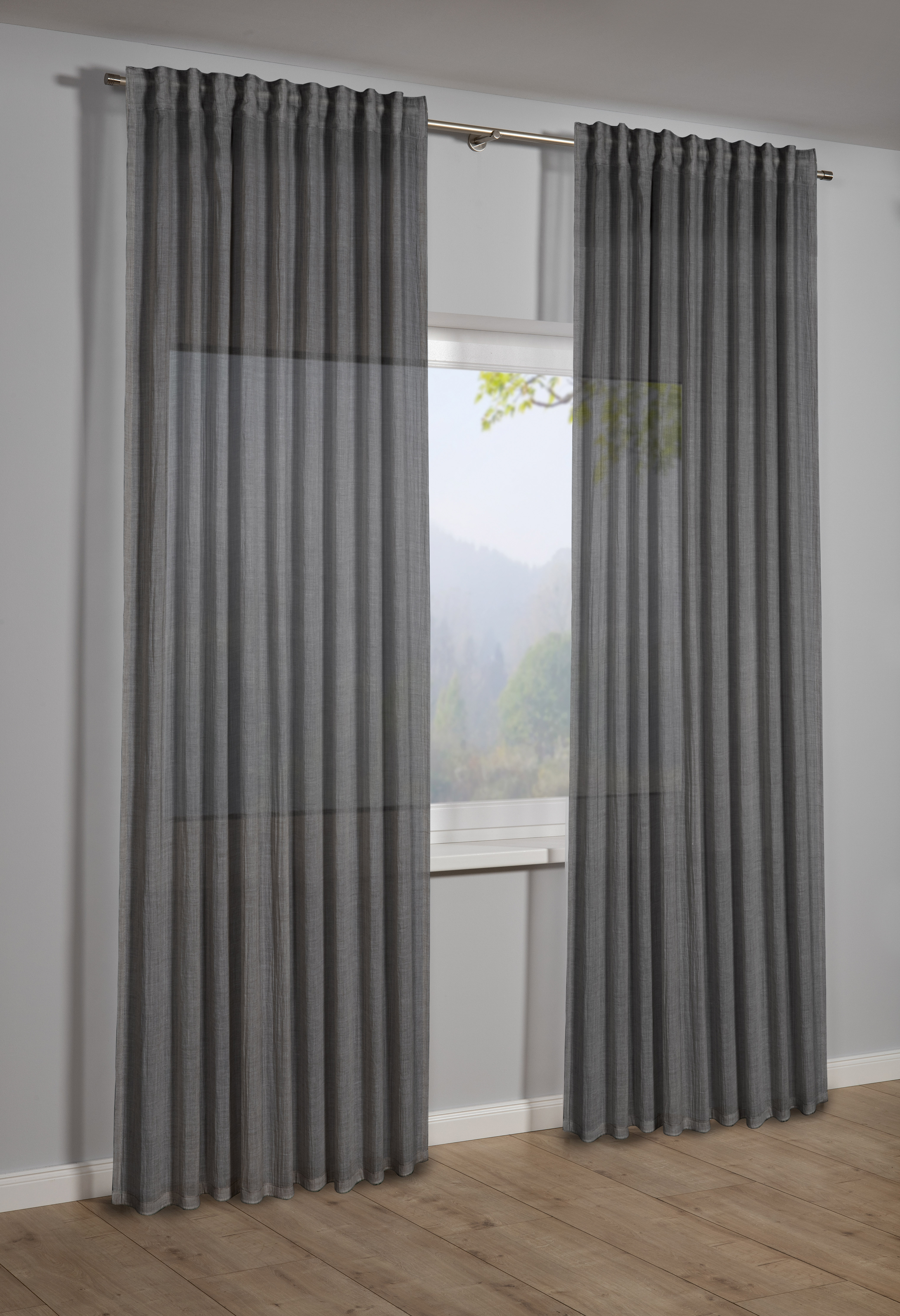 Sehlbach Schal mit Gardinenband anthrazit, 135 x 245 cm Sehlbach Schal mit Gardinenband anthrazit, 135 x 245 cm