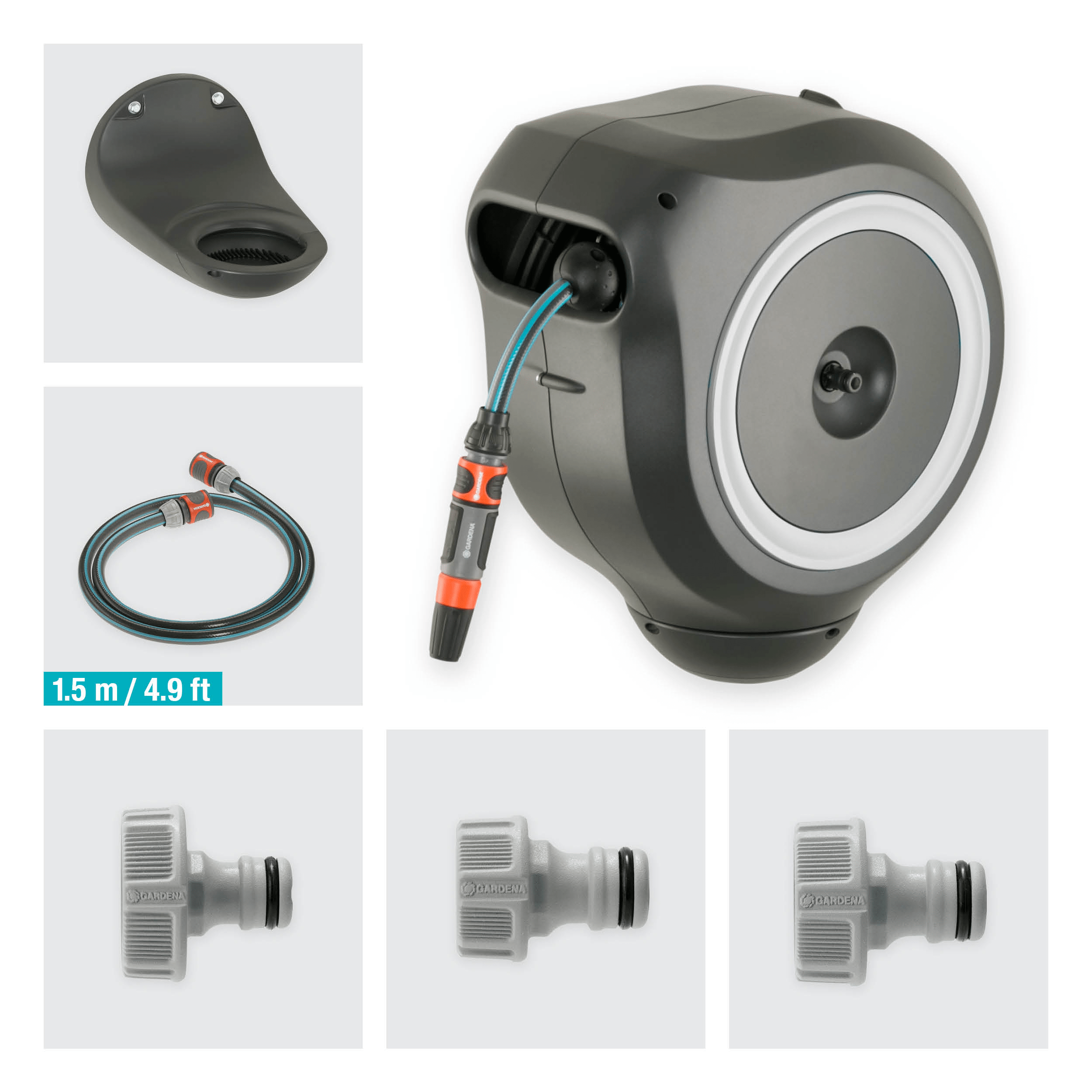 GP-426380 Gardena Wand-Schlauchbox Rollup M, weiß, 20m