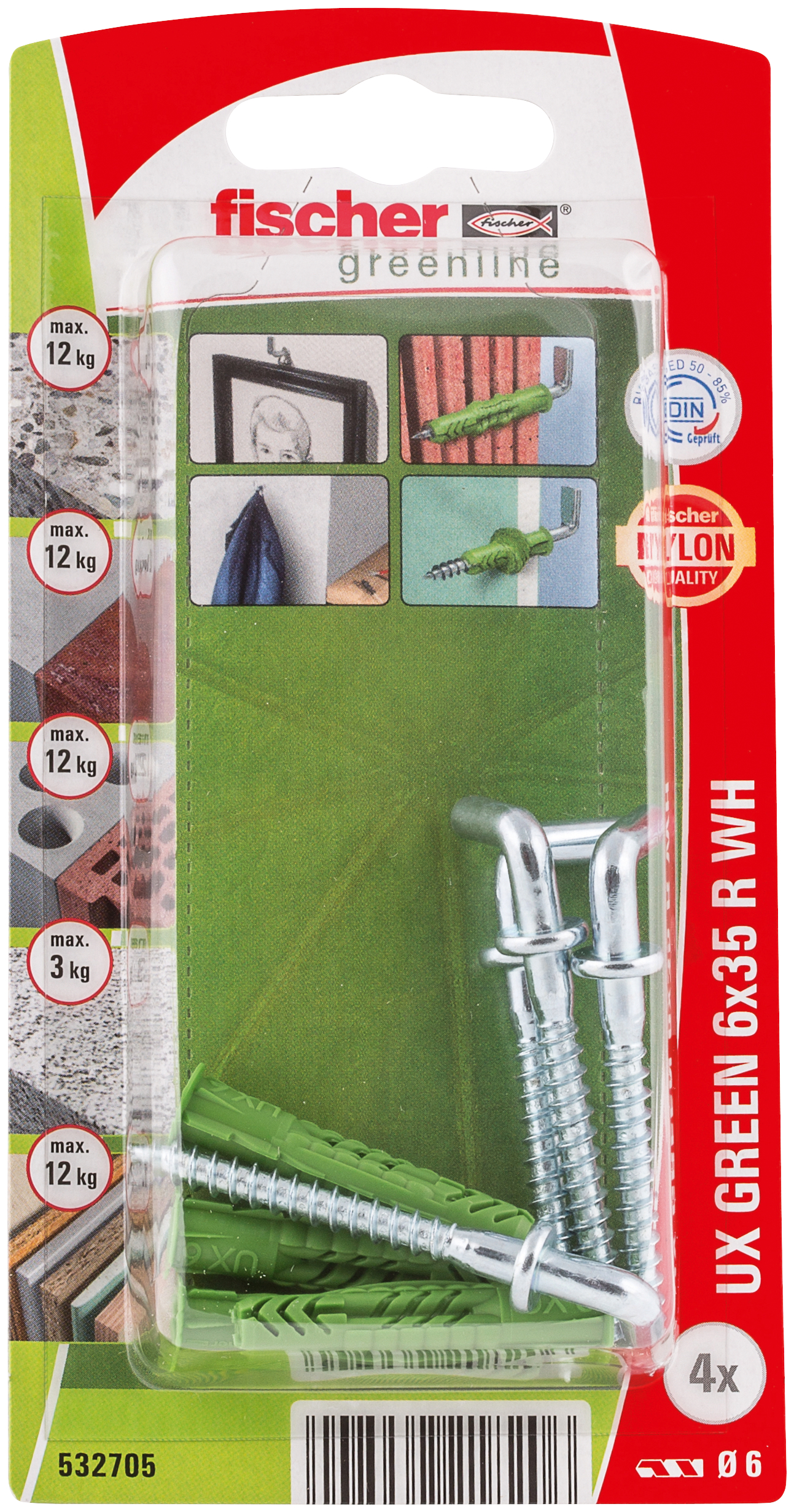fischer Universaldübel UX Green 6 x 35 R WH K (4) fischer Universaldübel UX Green 6 x 35 R WH K (4)