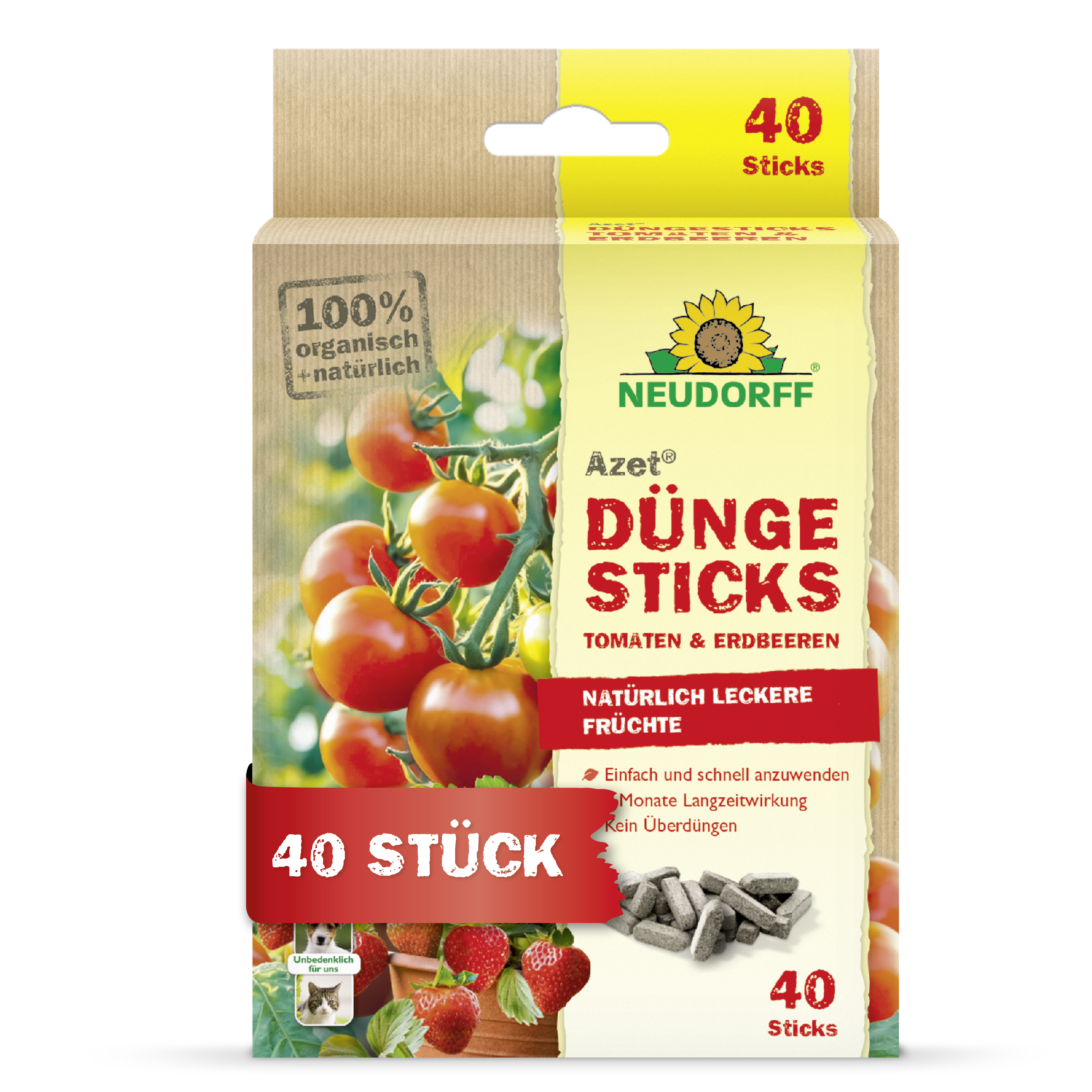 Neudorff Azet DüngeSticks für Tomaten und Erdbeeren, 40 Stück