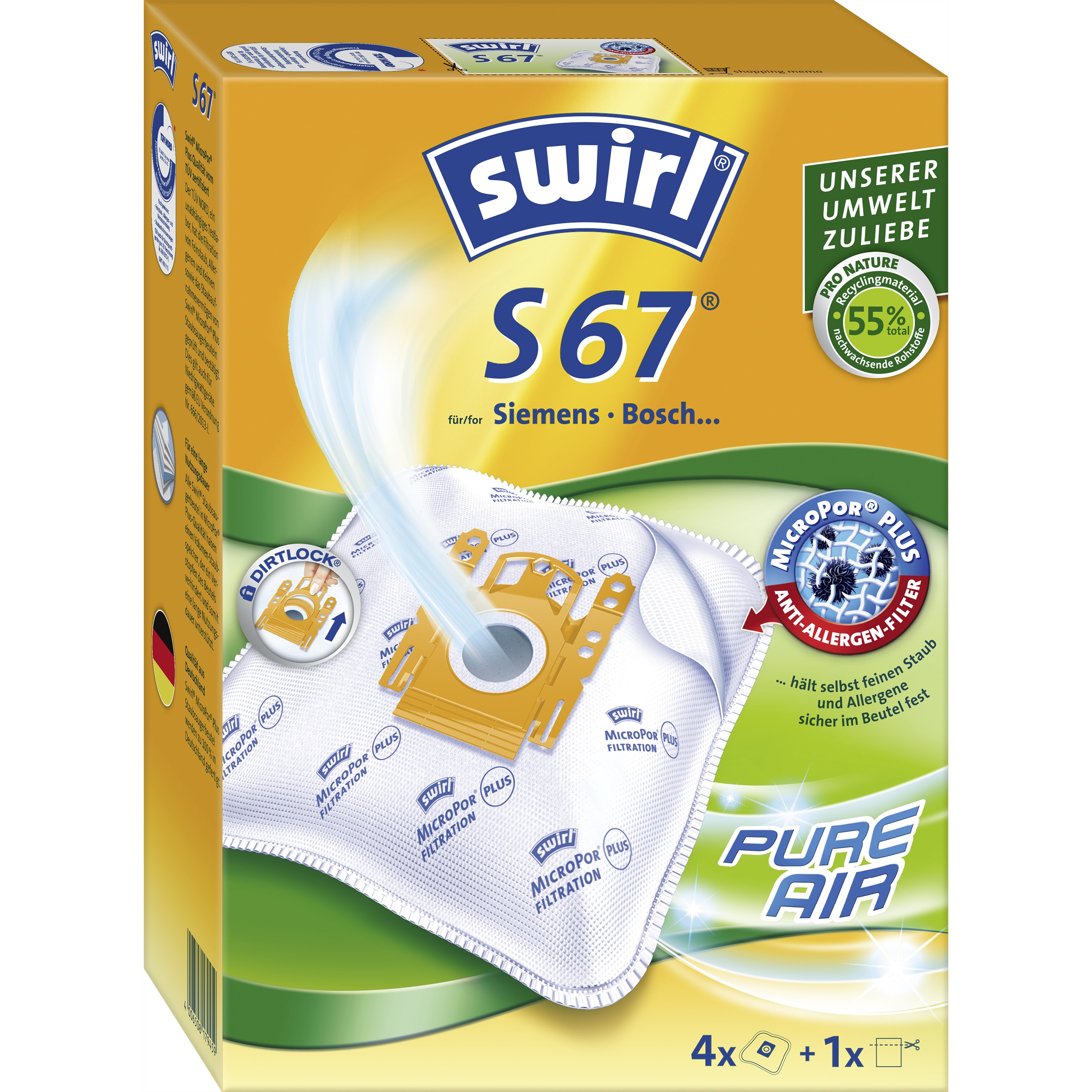 103237 SWIRL STAUBSAUGERBEUTEL S67 MIC.AIRSP. 4BTL.