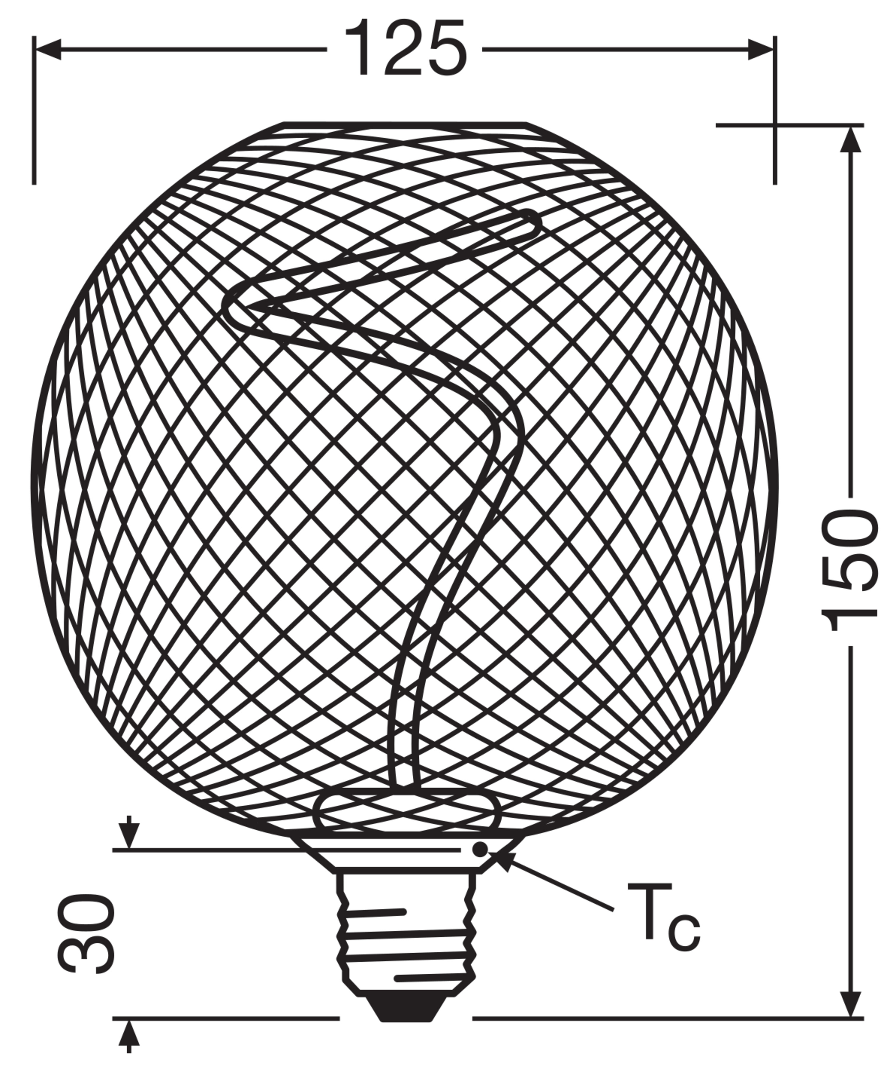 Osram LED Leuchte Globe, schwarz, warmweiß, E27