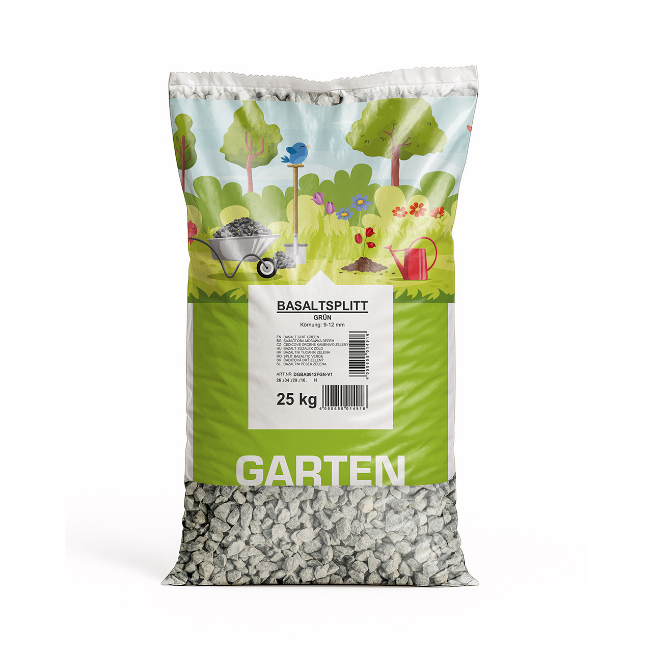 Min2C Basaltsplitt 9-12, grün, 25 kg