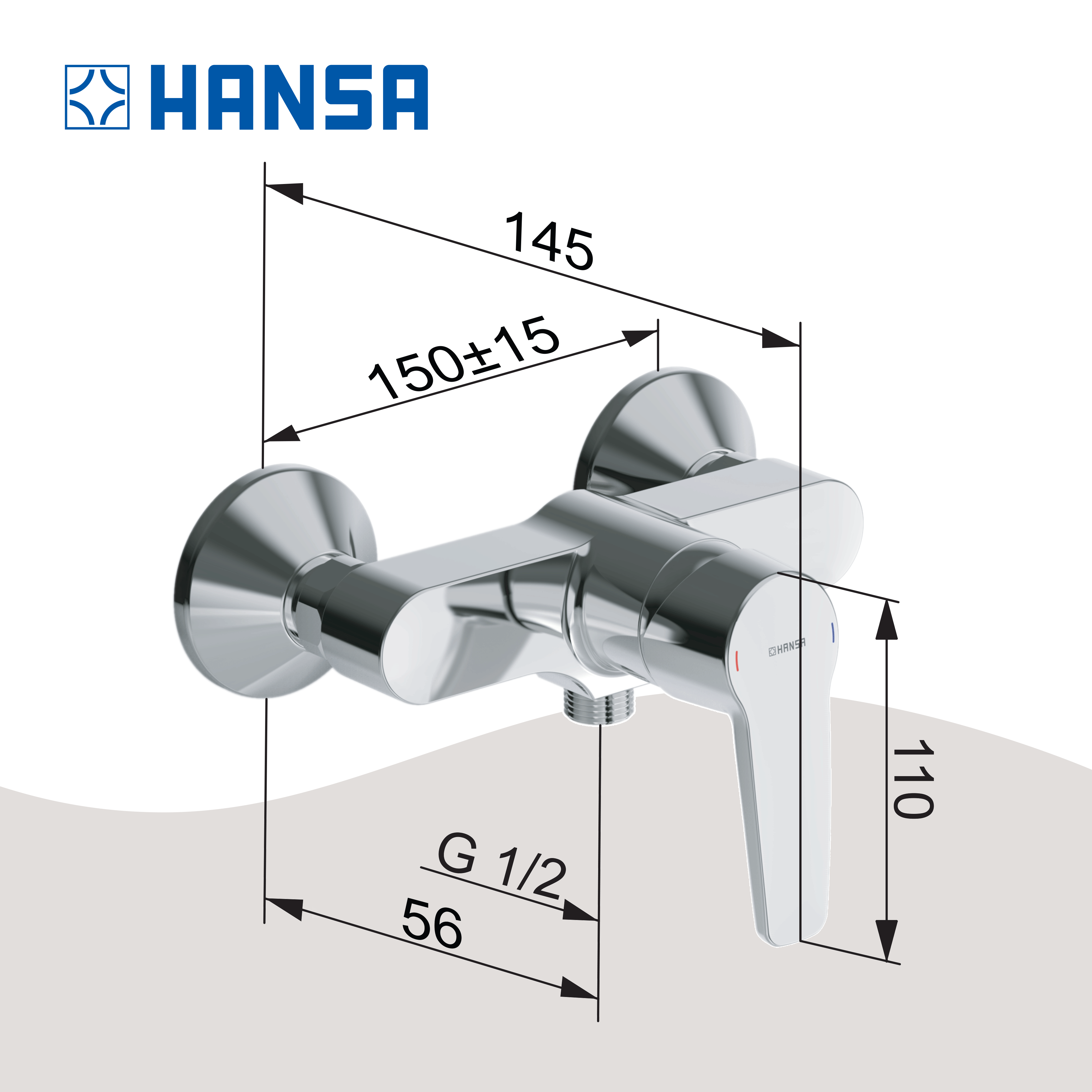 Hansa POLO Duscharmatur für die Wandmontage , DN15, Chrom